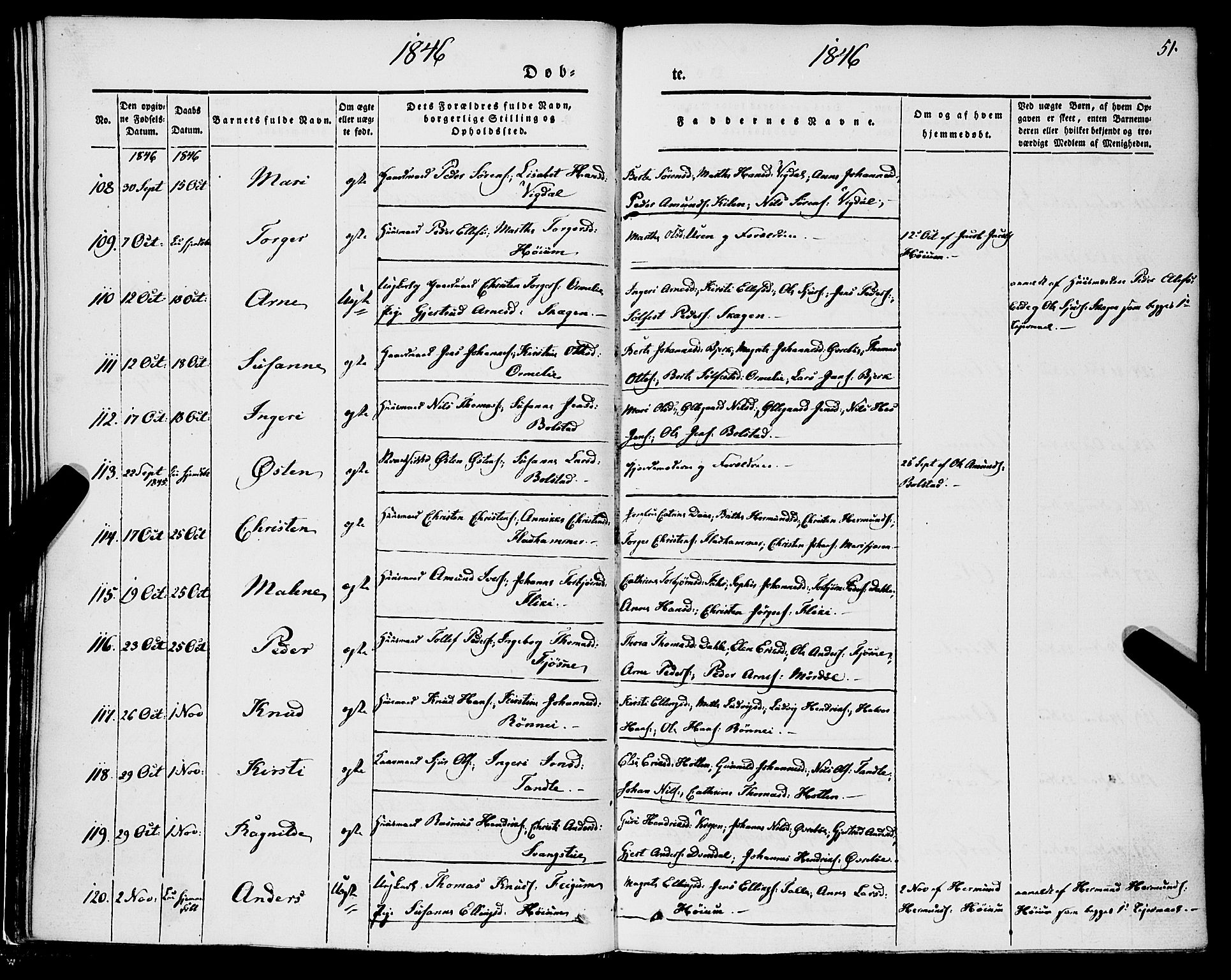 Luster sokneprestembete, AV/SAB-A-81101/H/Haa/Haaa/L0006: Parish register (official) no. A 6, 1840-1848, p. 51