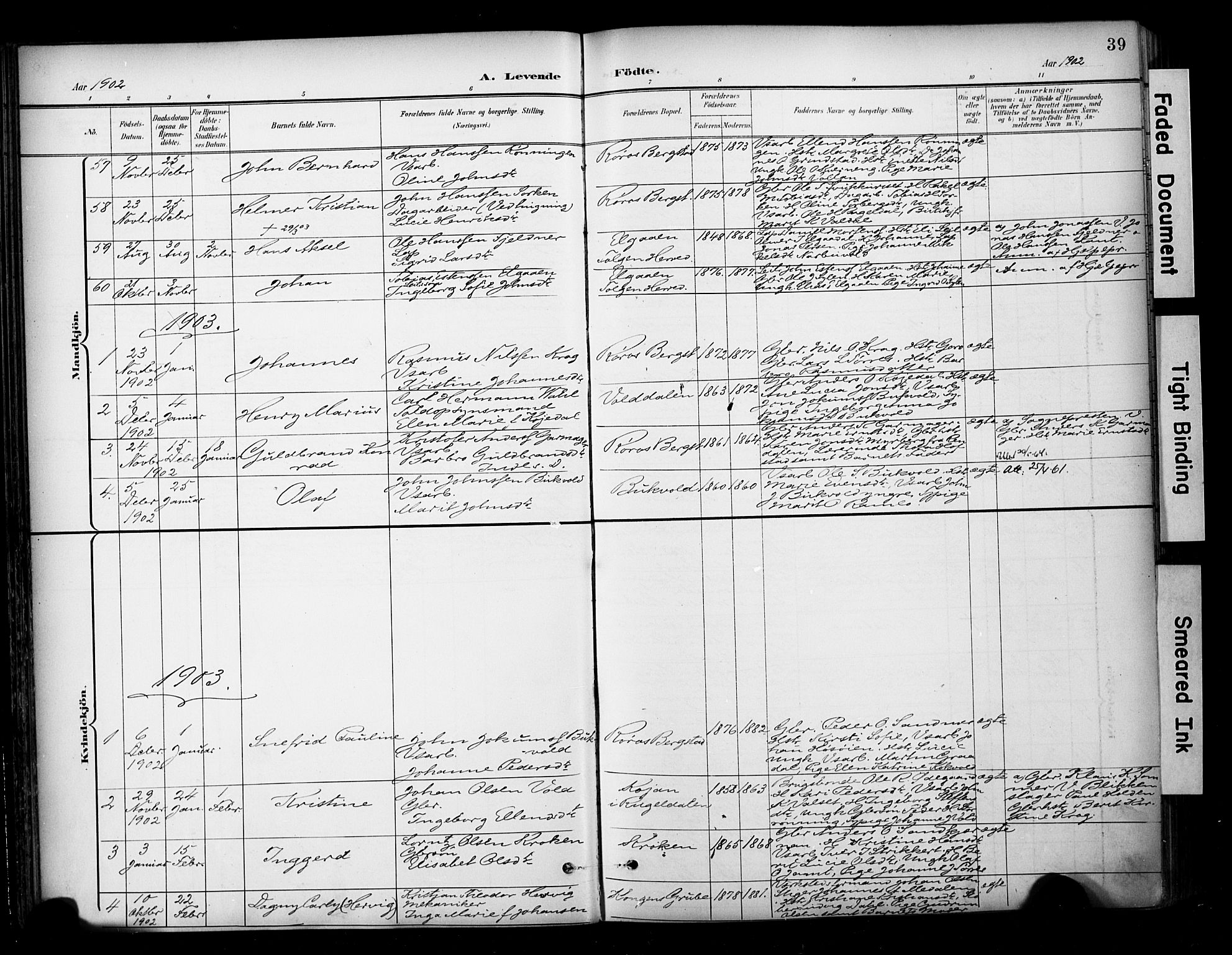 Ministerialprotokoller, klokkerbøker og fødselsregistre - Sør-Trøndelag, SAT/A-1456/681/L0936: Parish register (official) no. 681A14, 1899-1908, p. 39