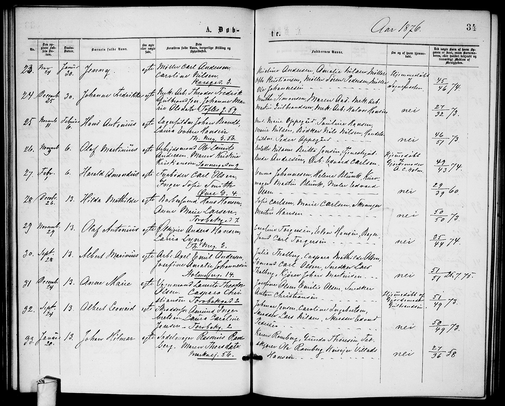 Paulus prestekontor Kirkebøker, AV/SAO-A-10871/G/Ga/L0001: Parish register (copy) no. 1, 1875-1878, p. 34