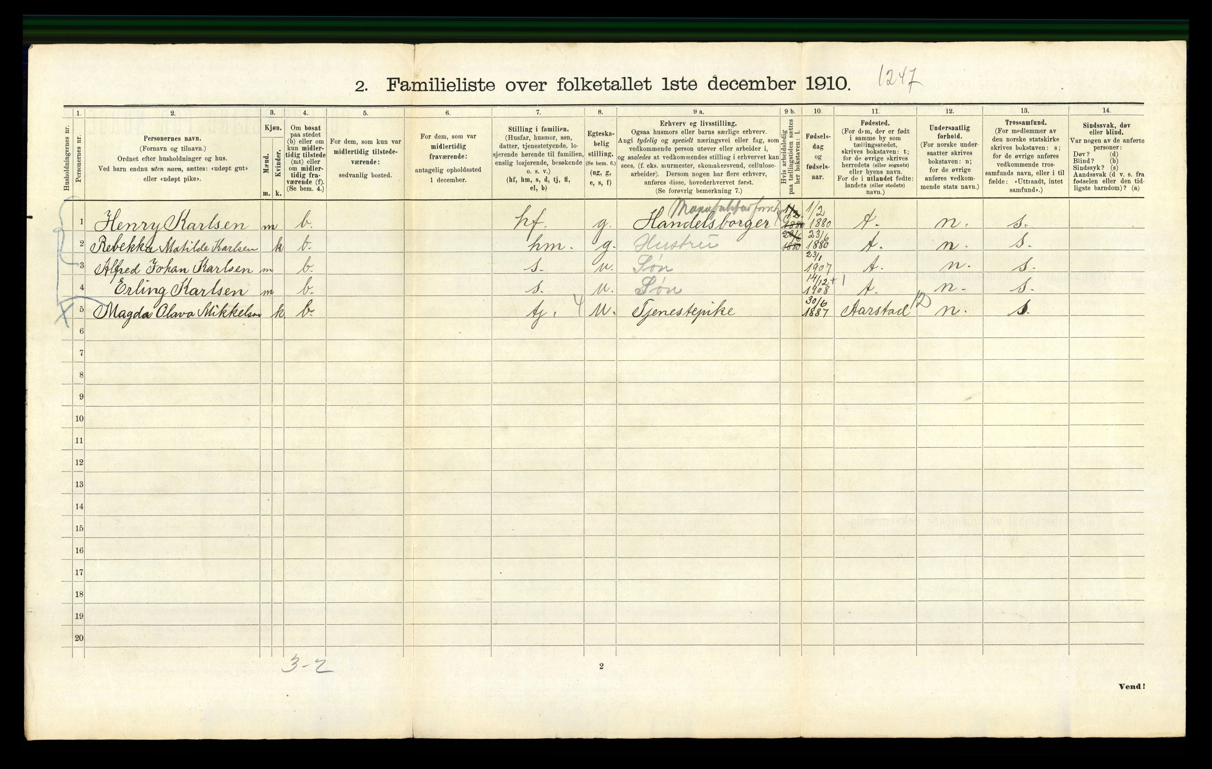 RA, 1910 census for Bergen, 1910, p. 35390