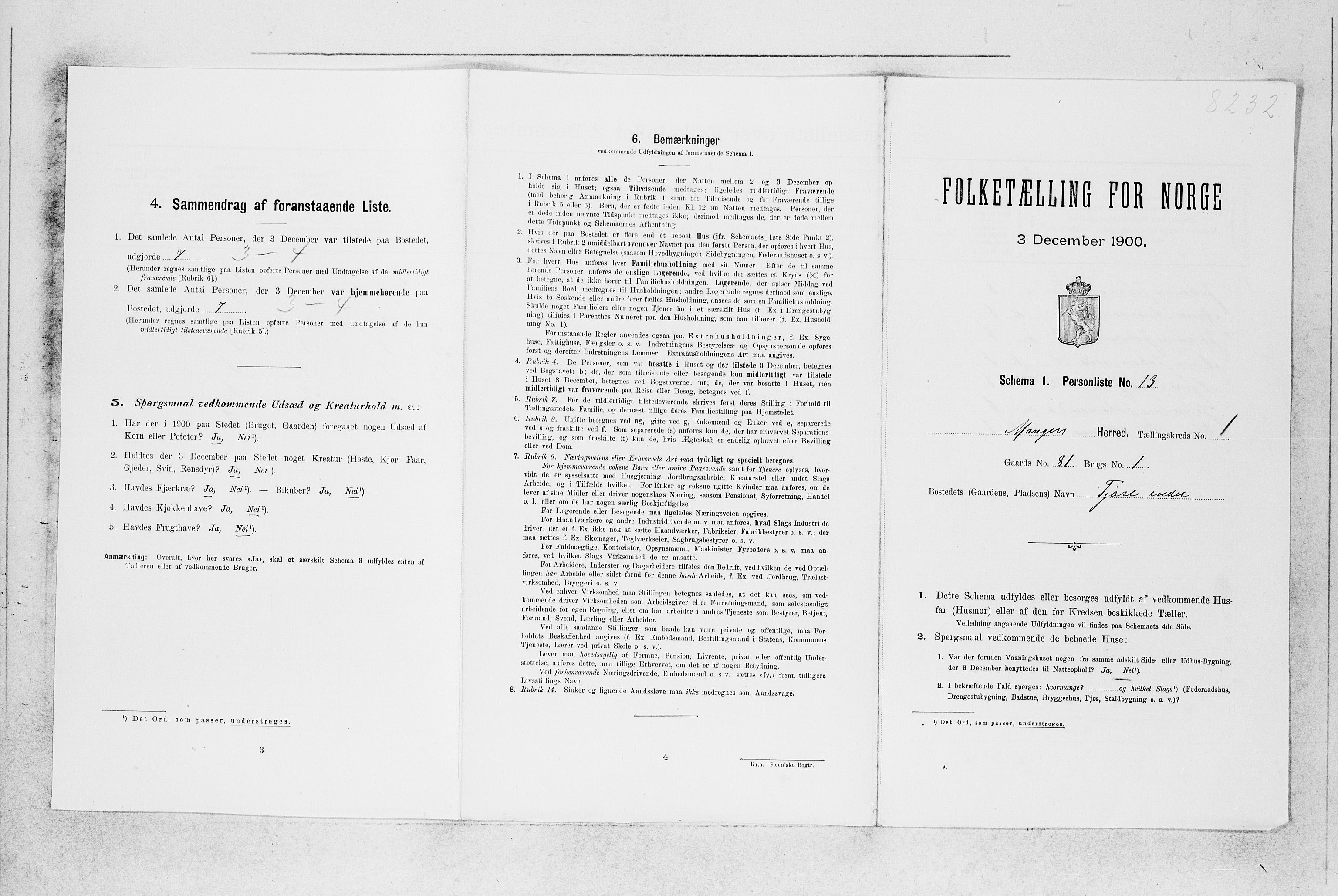 SAB, 1900 census for Manger, 1900, p. 149