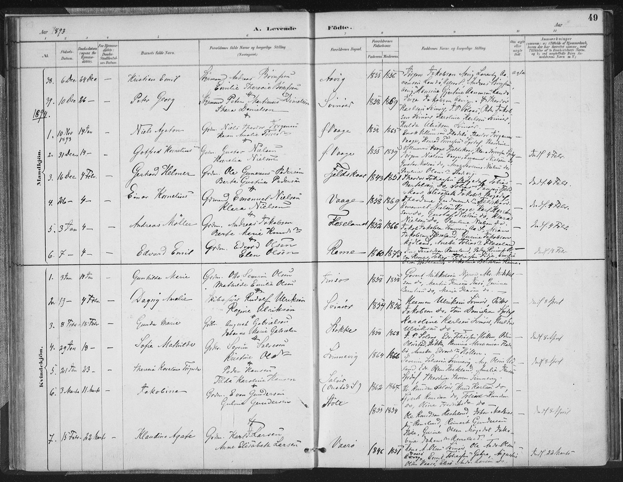 Sør-Audnedal sokneprestkontor, AV/SAK-1111-0039/F/Fa/Faa/L0004: Parish register (official) no. A 4, 1884-1909, p. 49