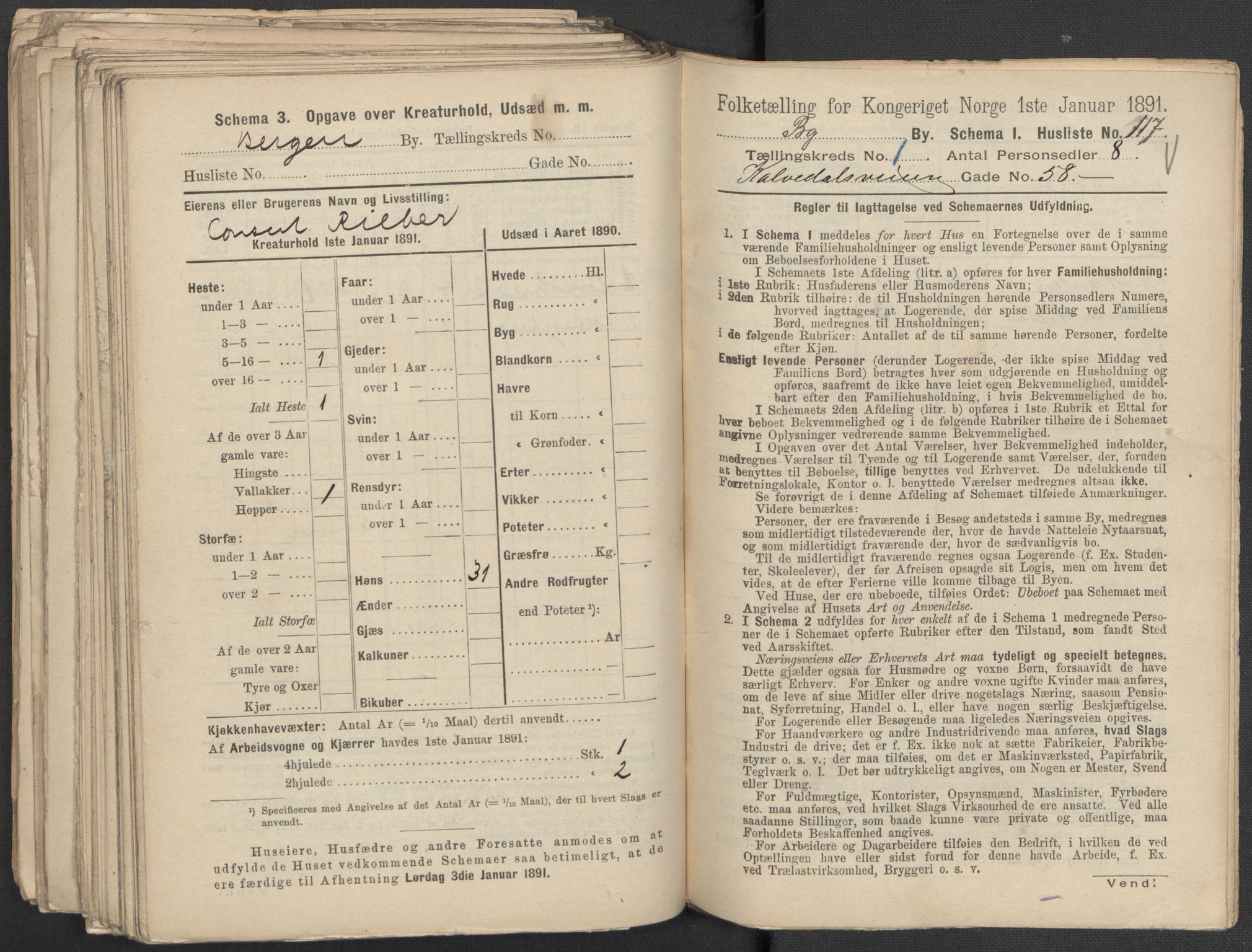 RA, 1891 Census for 1301 Bergen, 1891, p. 378