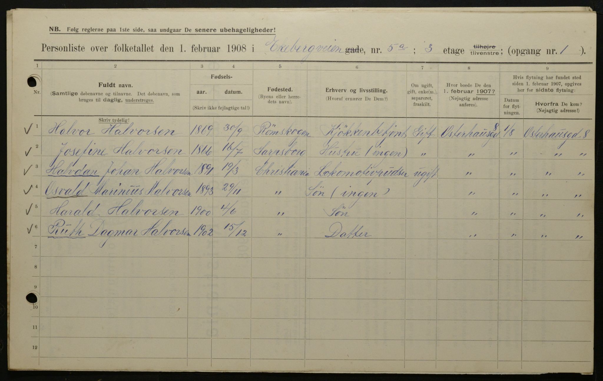 OBA, Municipal Census 1908 for Kristiania, 1908, p. 18469