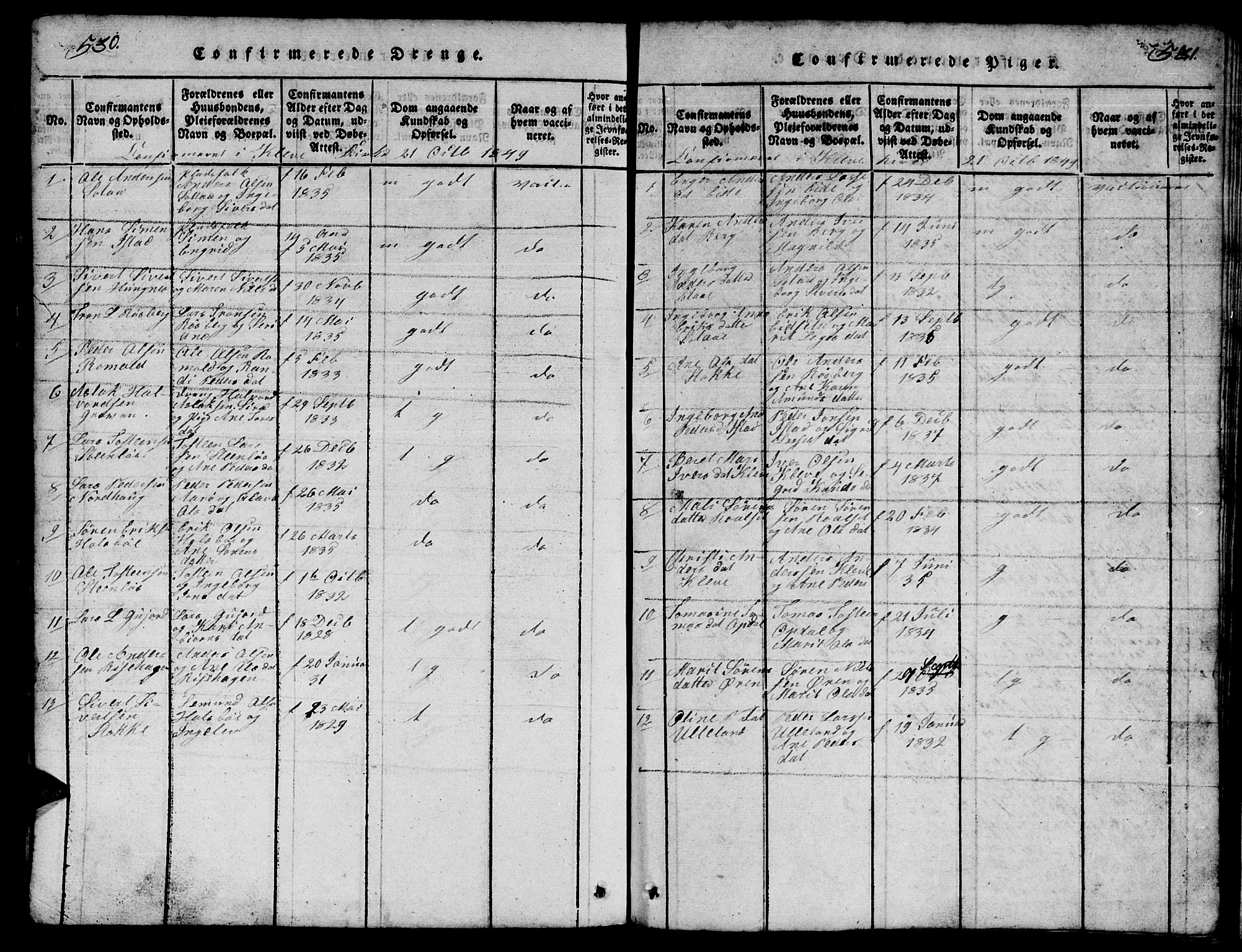 Ministerialprotokoller, klokkerbøker og fødselsregistre - Møre og Romsdal, SAT/A-1454/557/L0683: Parish register (copy) no. 557C01, 1818-1862, p. 530-531