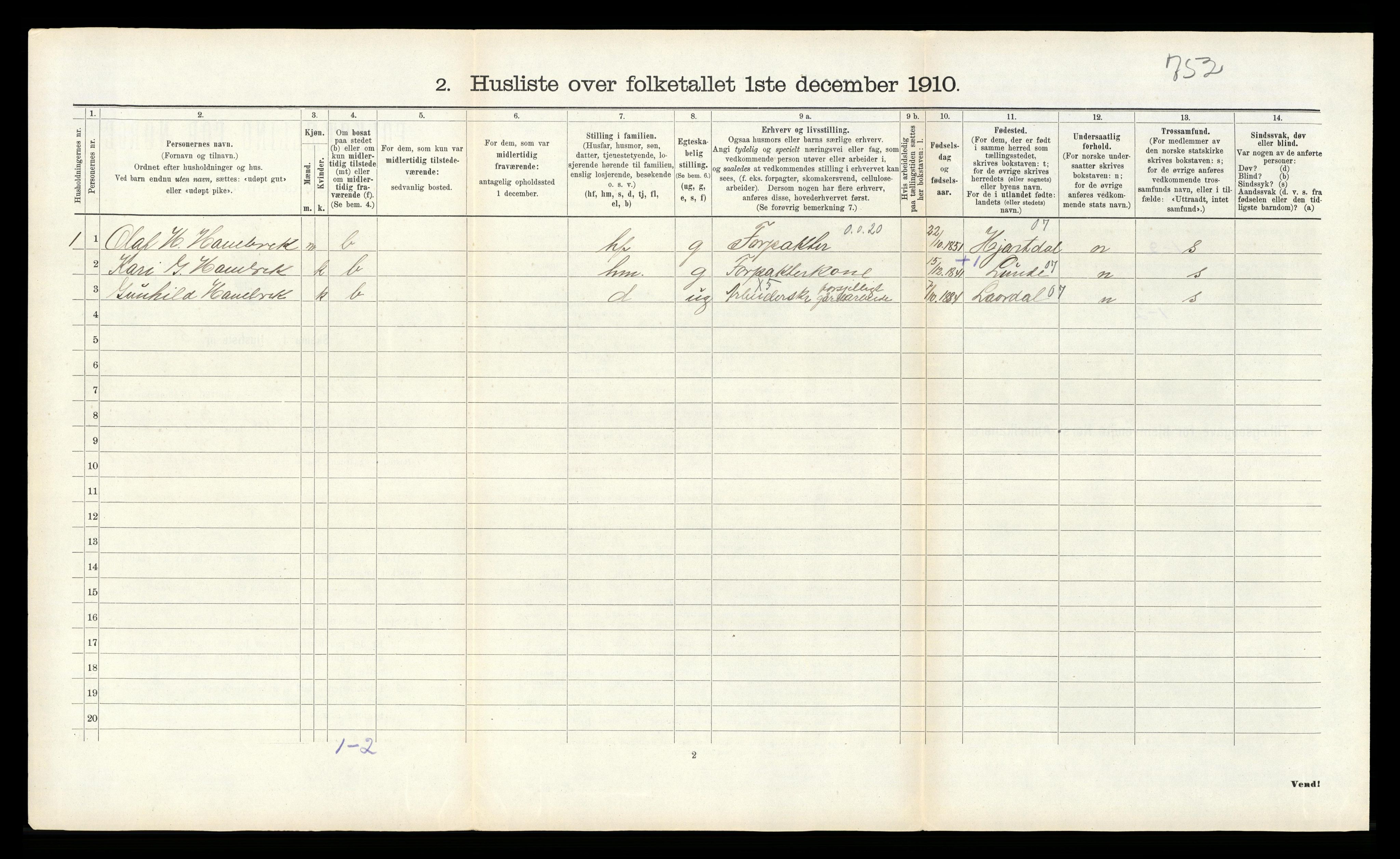 RA, 1910 census for Seljord, 1910, p. 314