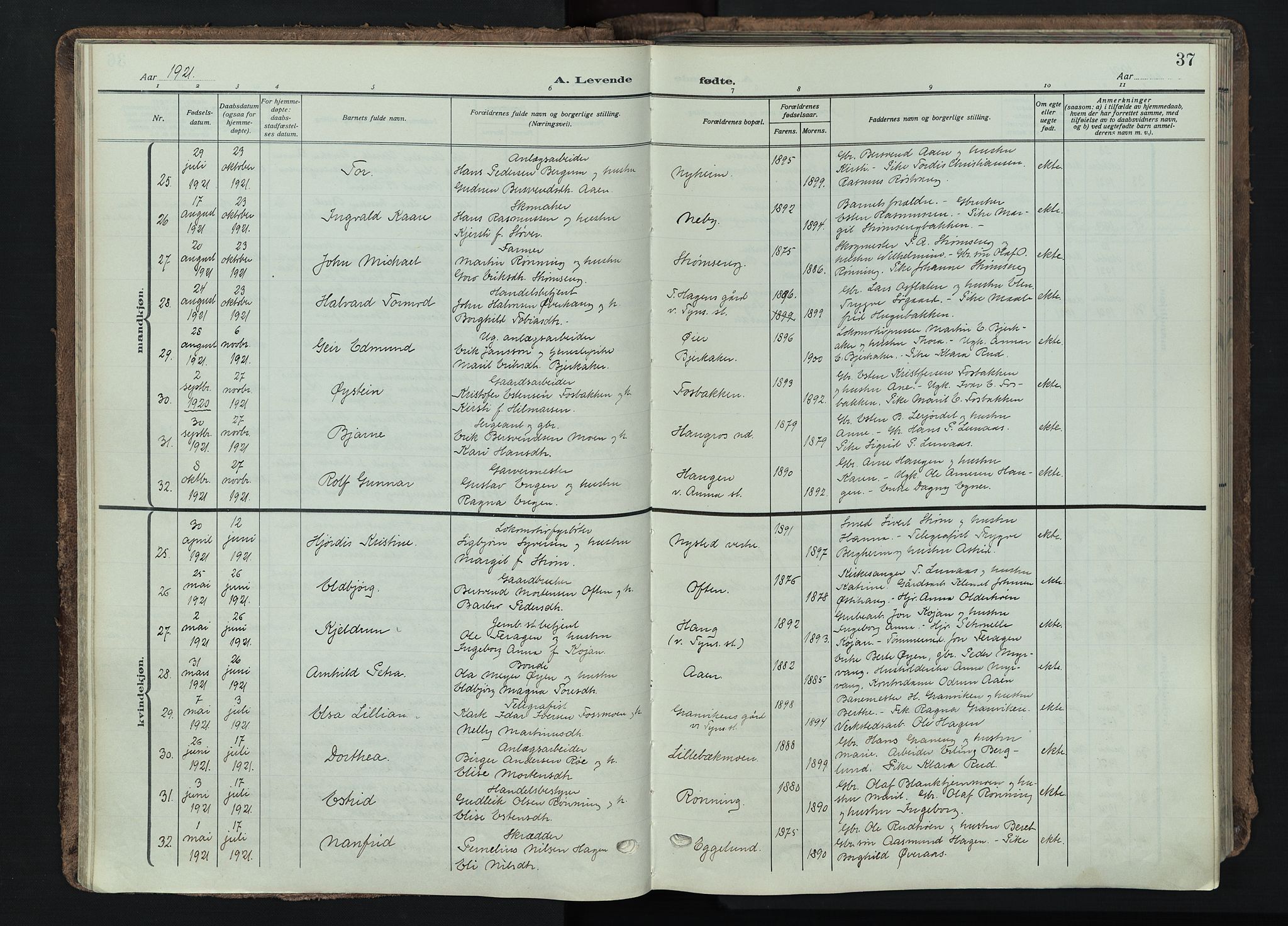 Tynset prestekontor, AV/SAH-PREST-058/H/Ha/Haa/L0026: Parish register (official) no. 26, 1915-1929, p. 37