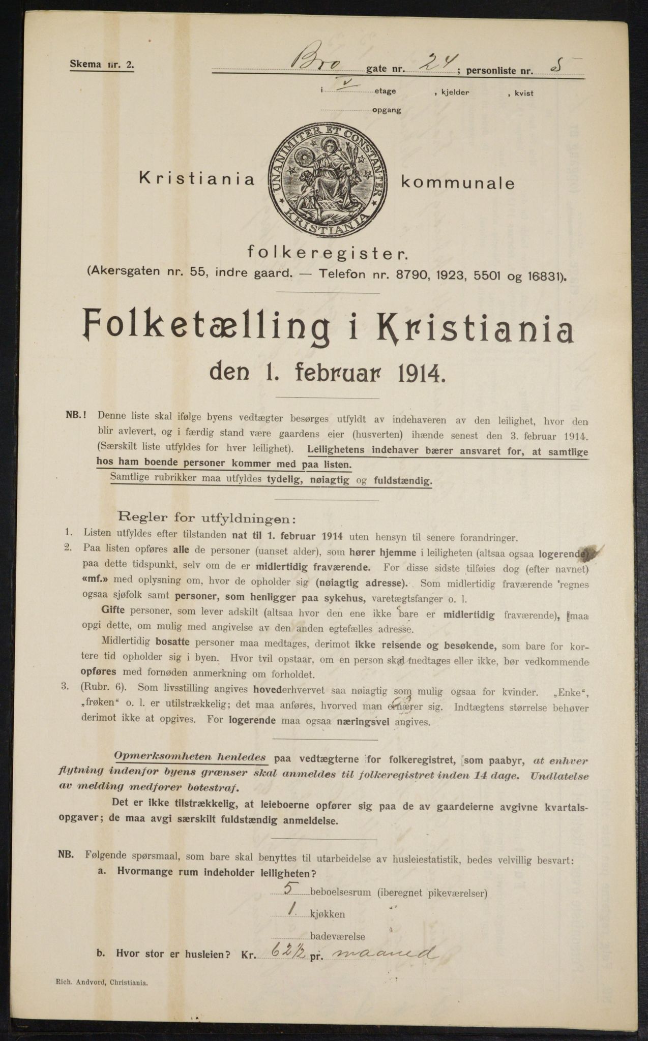 OBA, Municipal Census 1914 for Kristiania, 1914, p. 9993