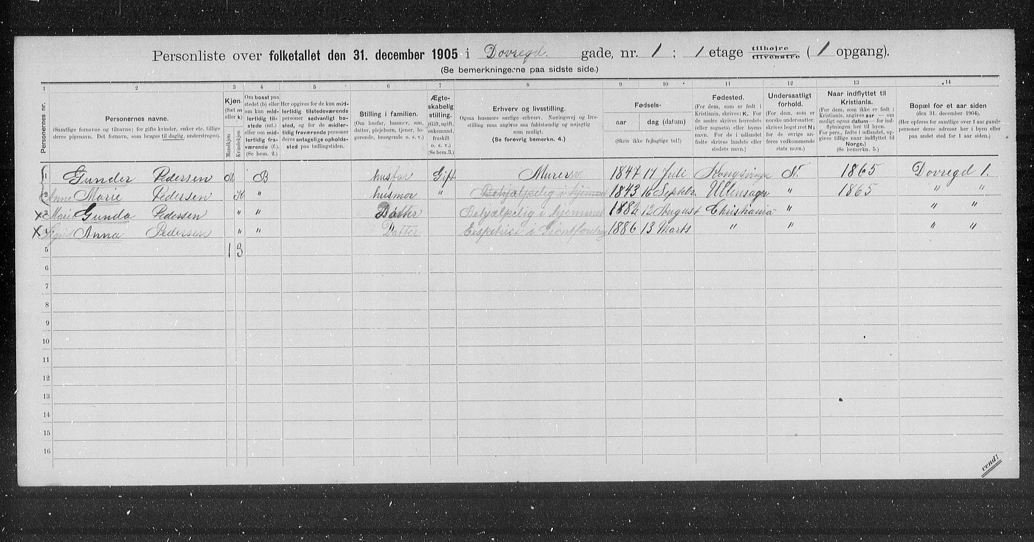 OBA, Municipal Census 1905 for Kristiania, 1905, p. 8319