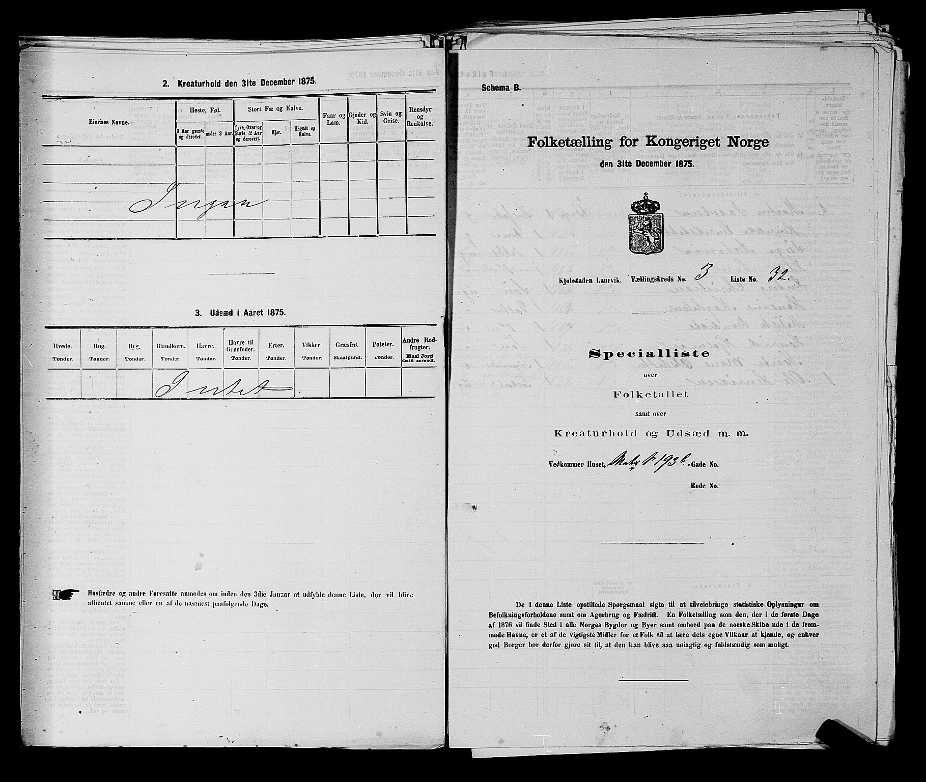 SAKO, 1875 census for 0707P Larvik, 1875, p. 579