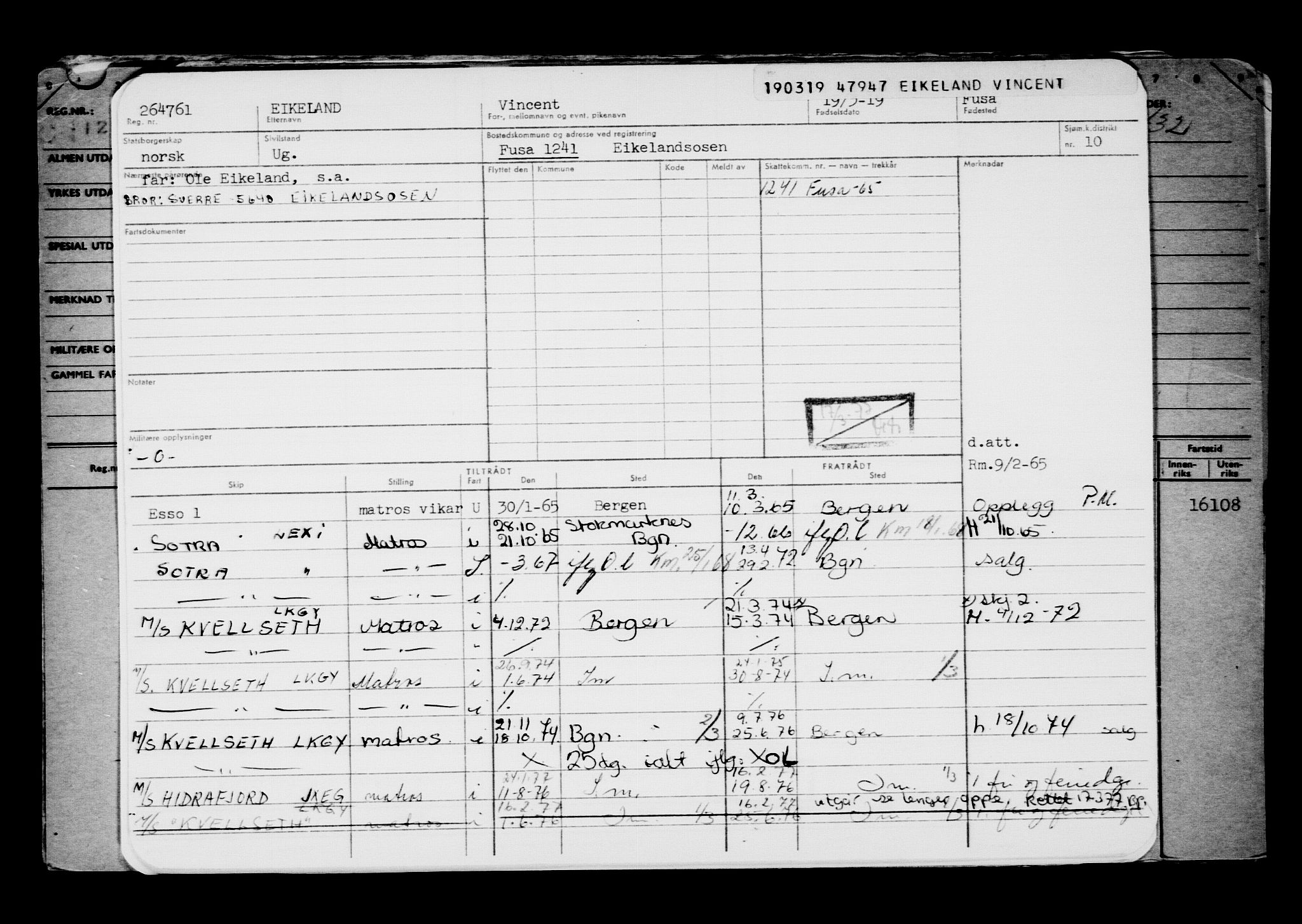 Direktoratet for sjømenn, AV/RA-S-3545/G/Gb/L0167: Hovedkort, 1919, p. 192