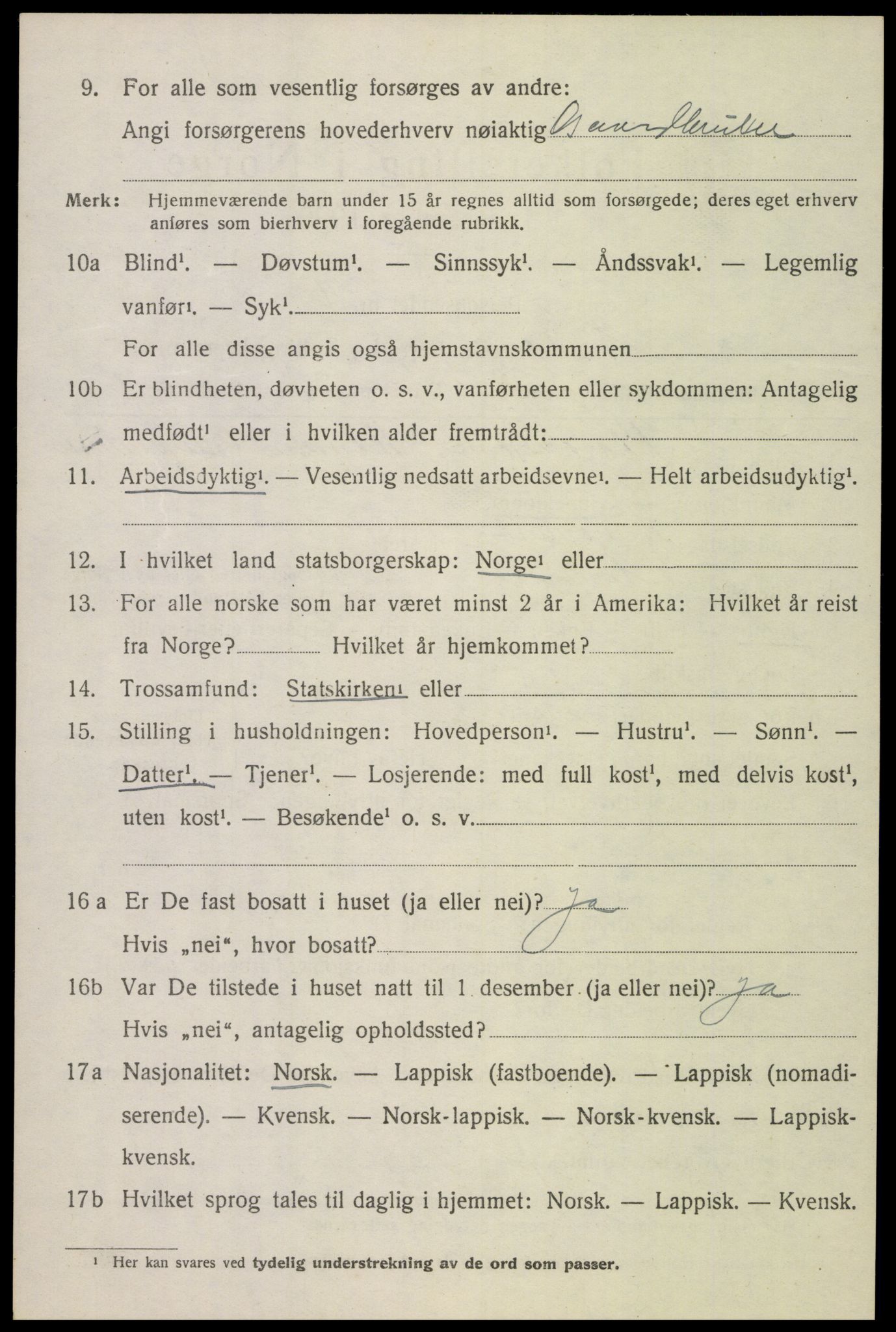 SAT, 1920 census for Ankenes, 1920, p. 3426