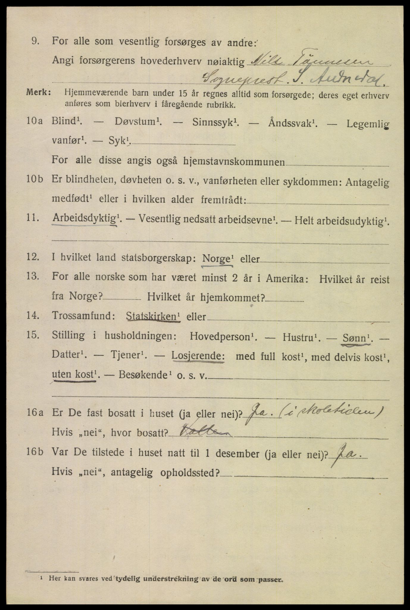 SAK, 1920 census for Mandal, 1920, p. 4126