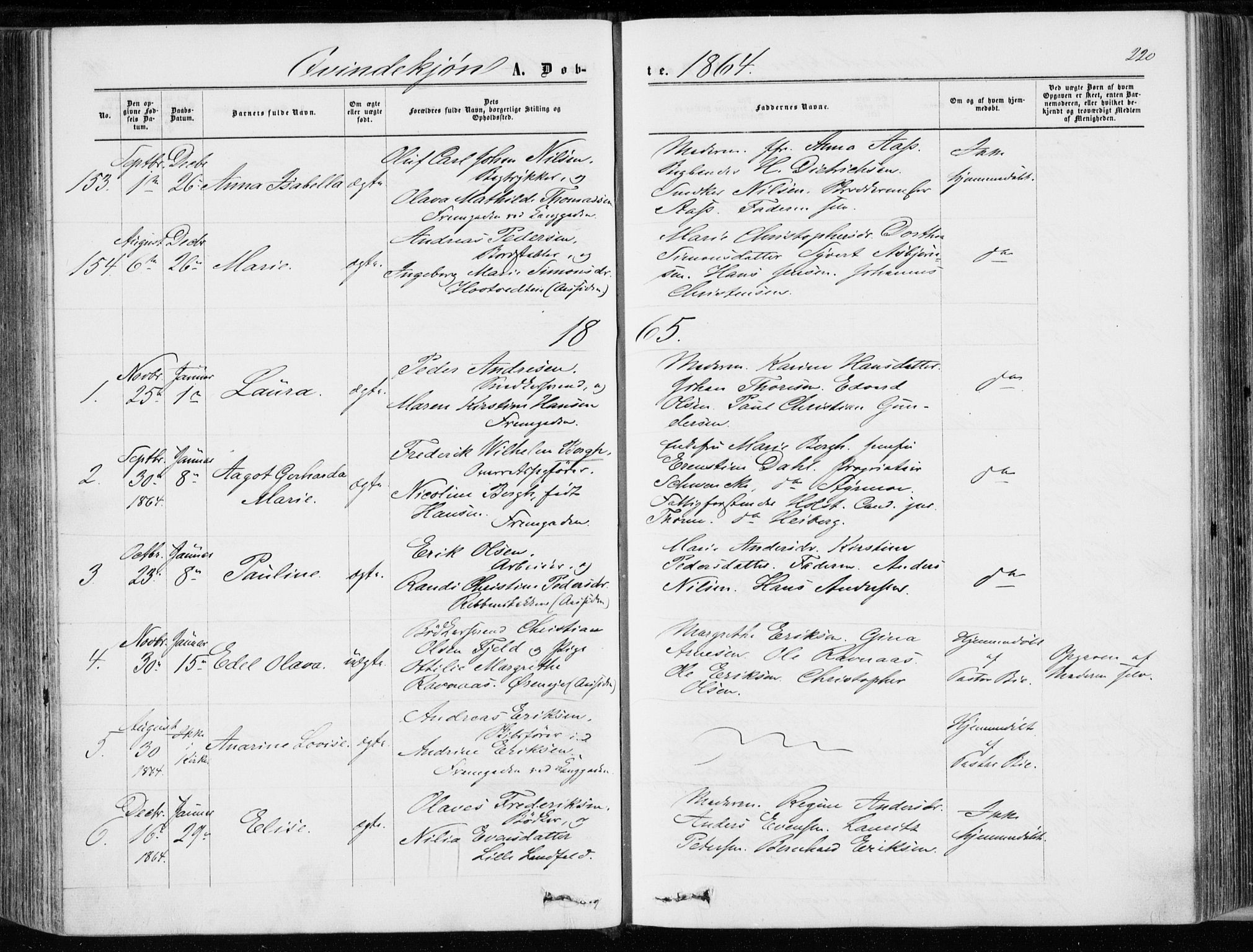 Bragernes kirkebøker, SAKO/A-6/F/Fb/L0003: Parish register (official) no. II 3, 1860-1868, p. 220