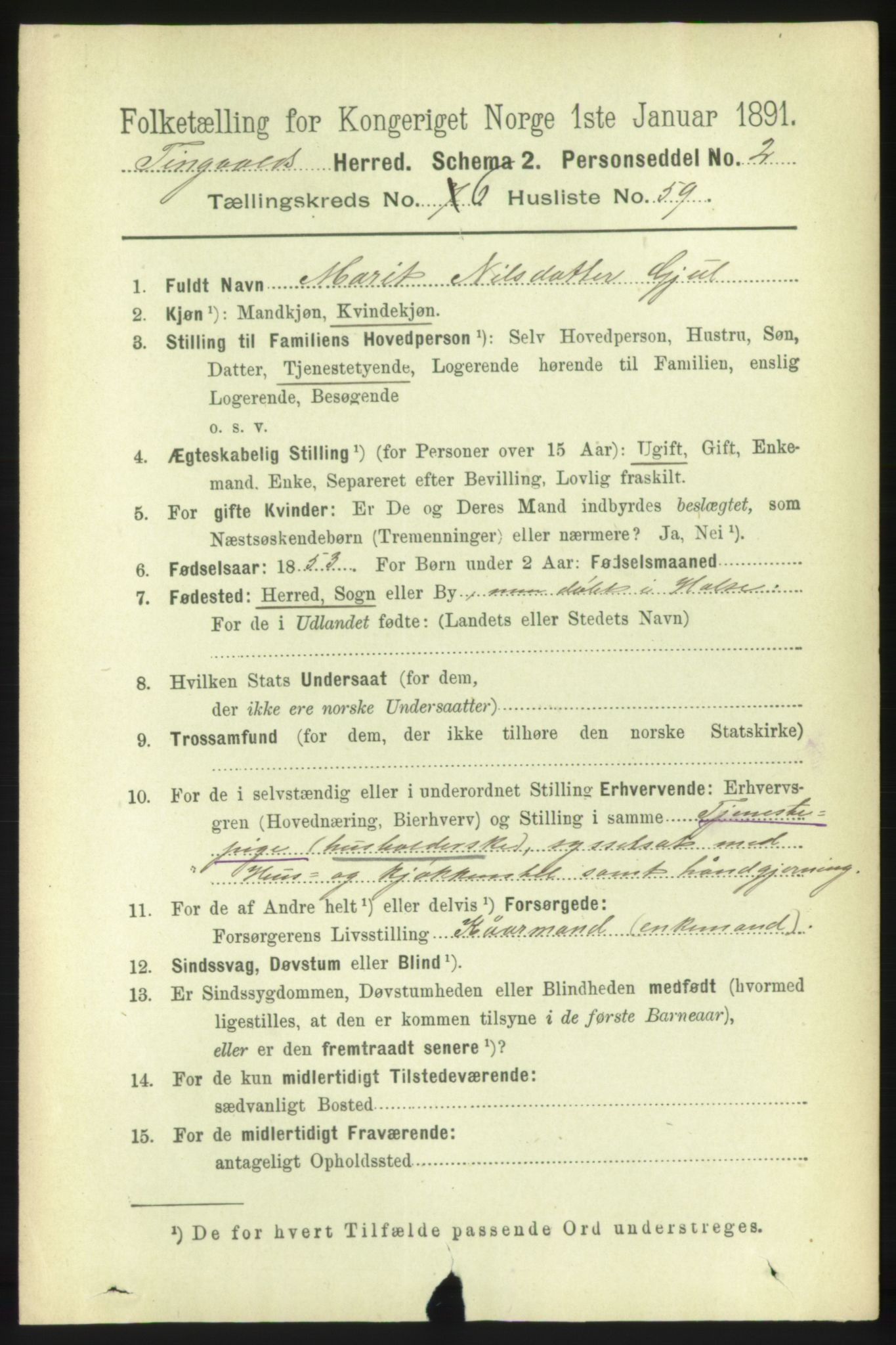 RA, 1891 census for 1560 Tingvoll, 1891, p. 2830