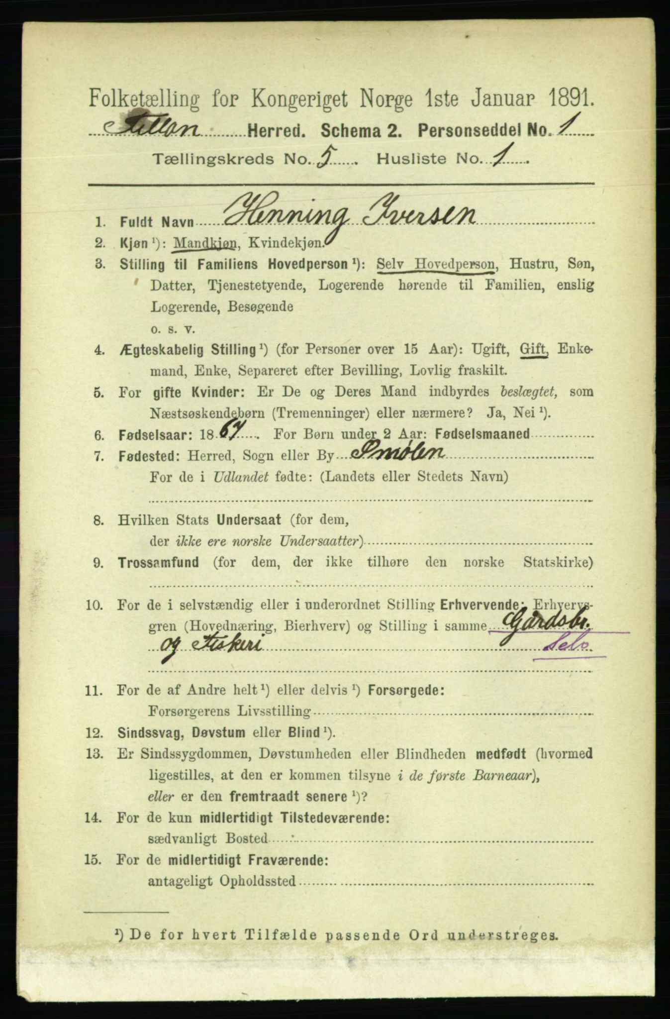 RA, 1891 census for 1616 Fillan, 1891, p. 990