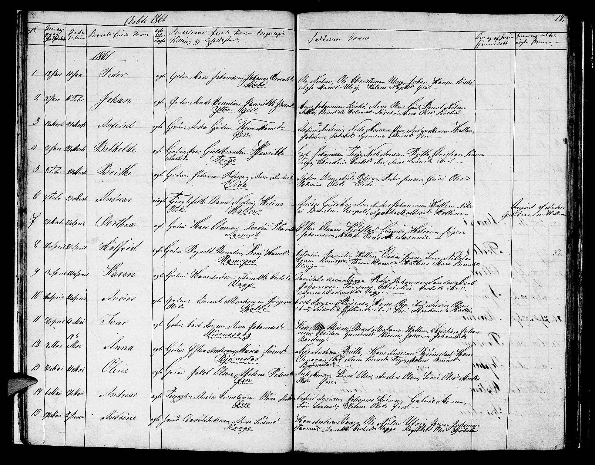 Hyllestad sokneprestembete, AV/SAB-A-80401: Parish register (copy) no. C 1, 1853-1873, p. 17