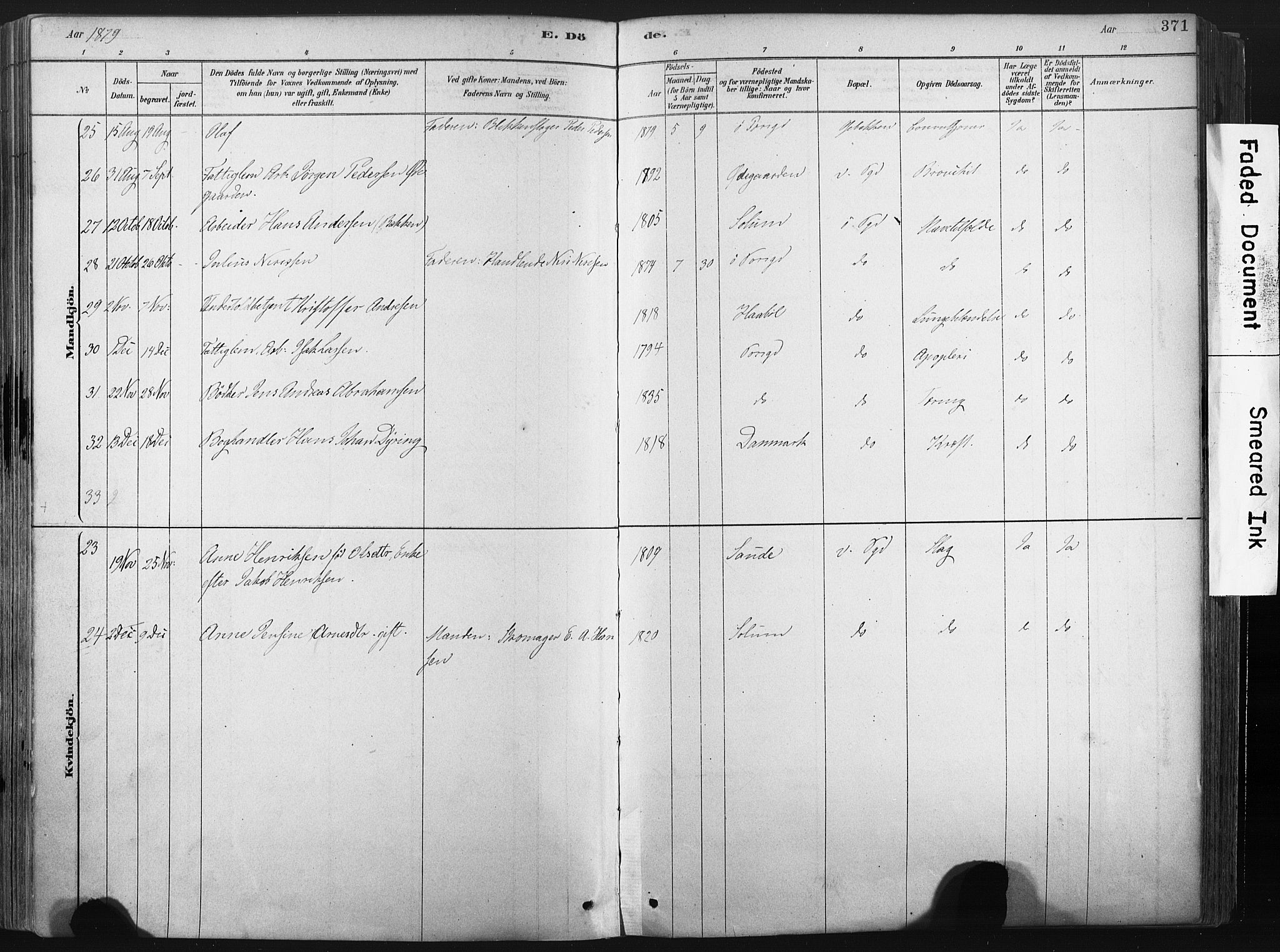 Porsgrunn kirkebøker , AV/SAKO-A-104/F/Fa/L0008: Parish register (official) no. 8, 1878-1895, p. 371
