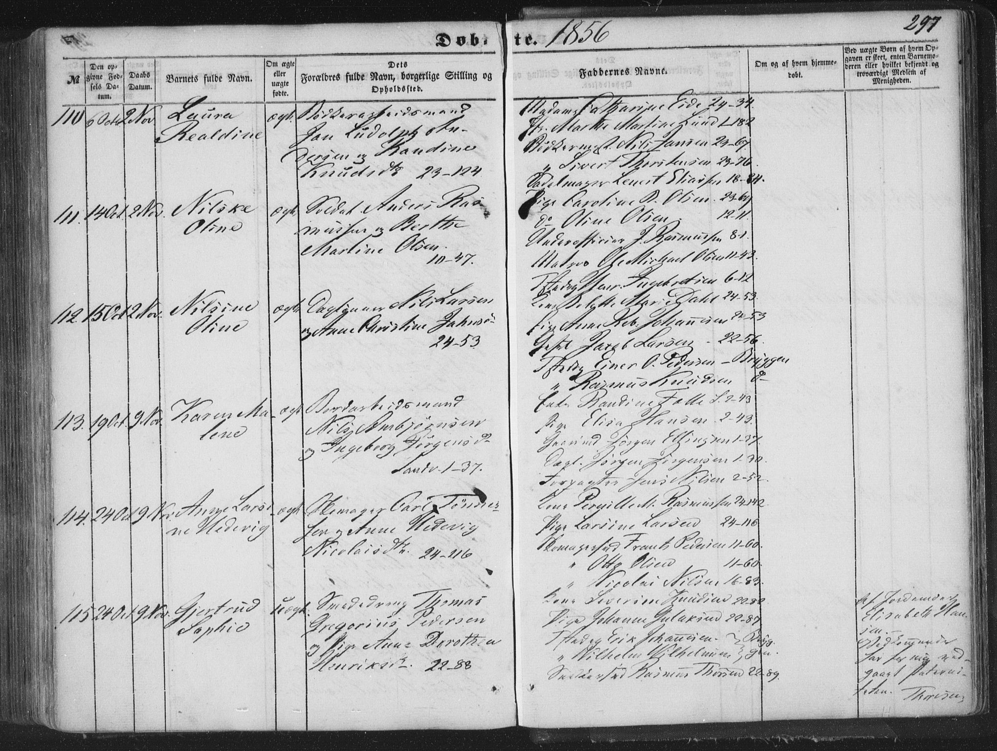 Korskirken sokneprestembete, SAB/A-76101/H/Haa/L0017: Parish register (official) no. B 3, 1851-1857, p. 297