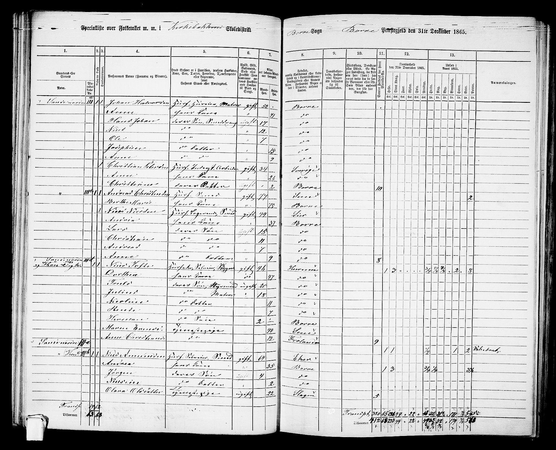 RA, 1865 census for Borre, 1865, p. 78