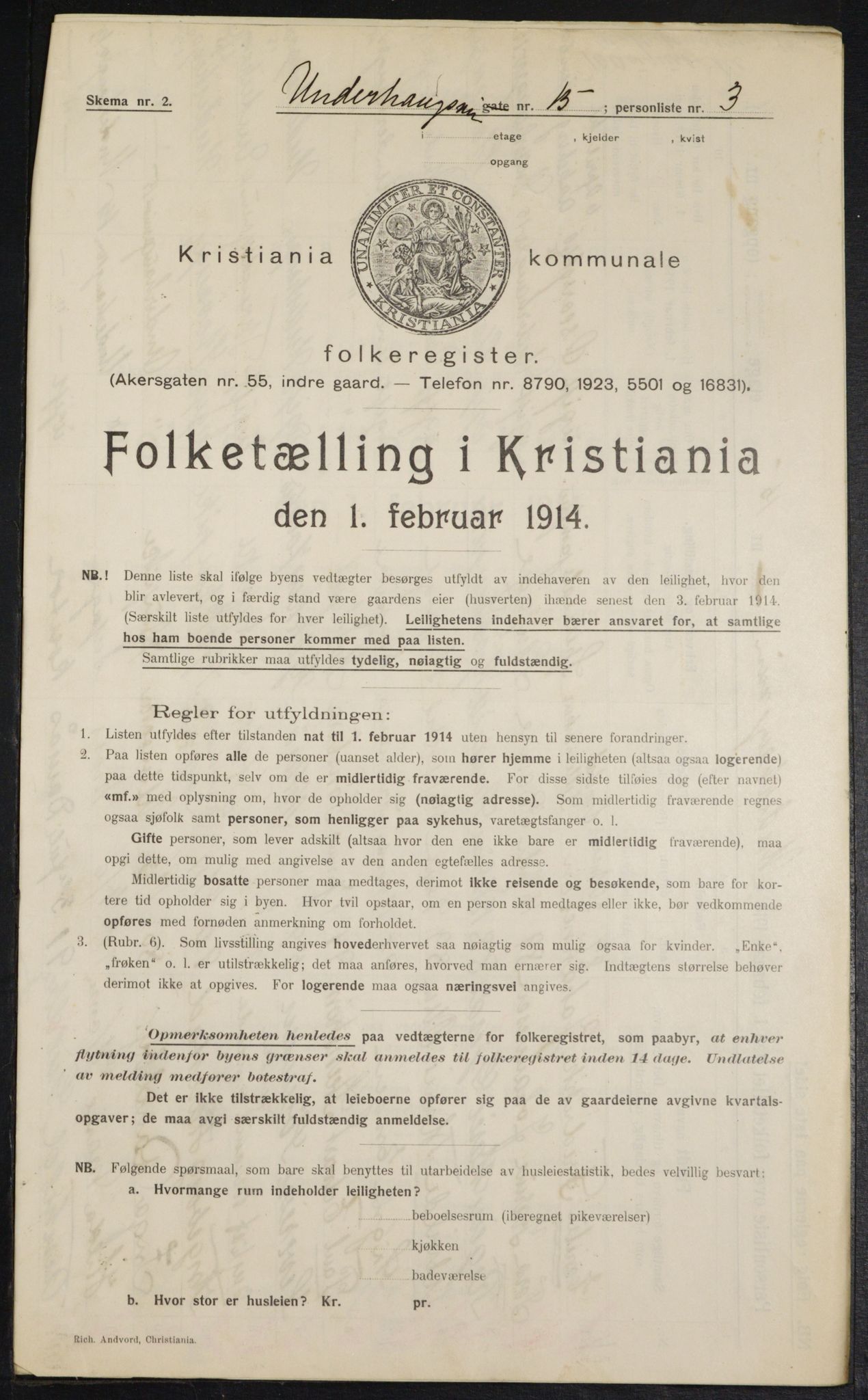 OBA, Municipal Census 1914 for Kristiania, 1914, p. 120957