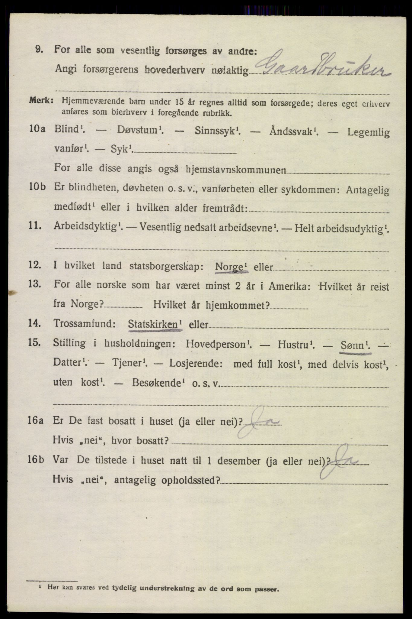 SAK, 1920 census for Lista, 1920, p. 12086