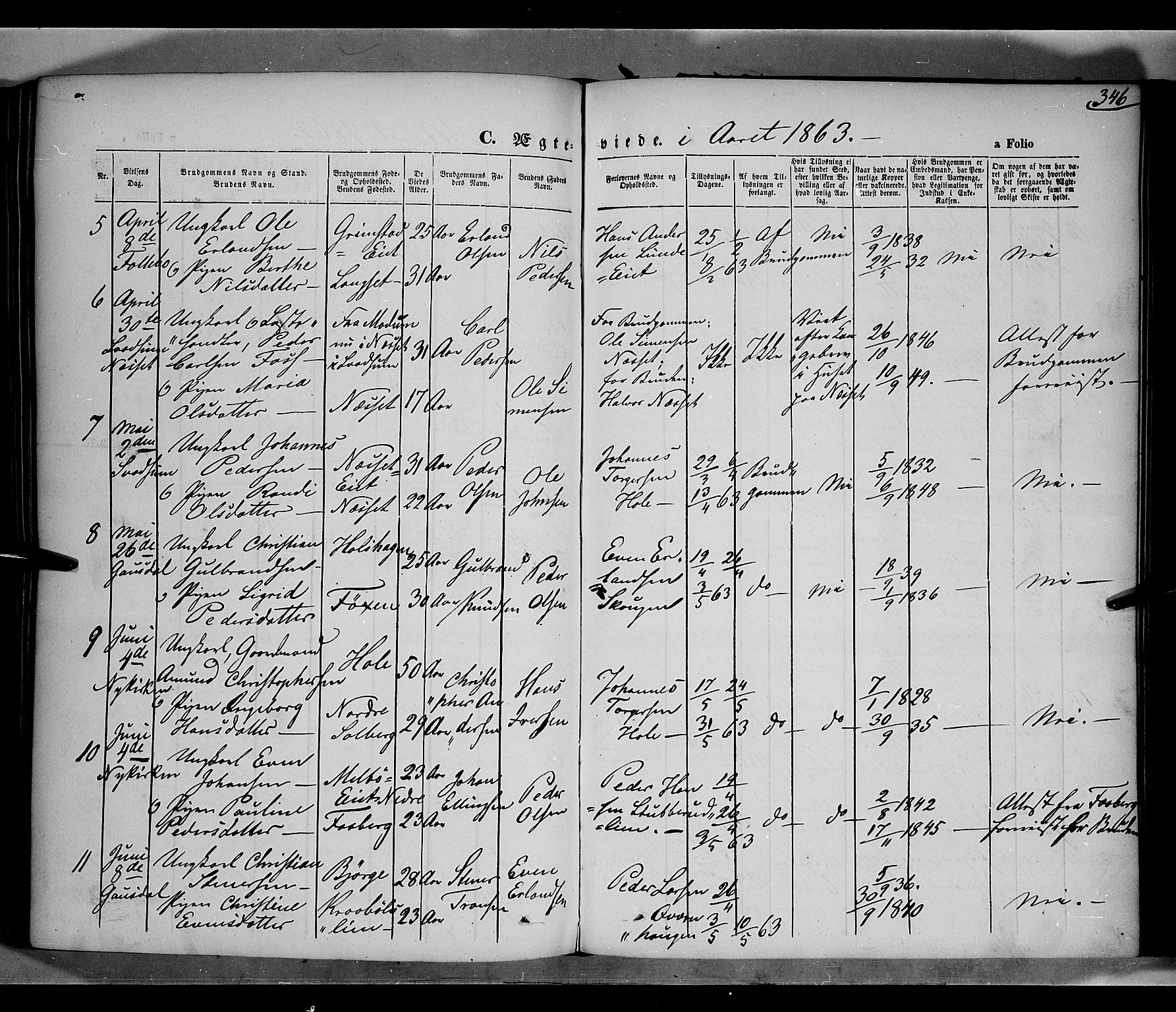 Gausdal prestekontor, SAH/PREST-090/H/Ha/Haa/L0009: Parish register (official) no. 9, 1862-1873, p. 346