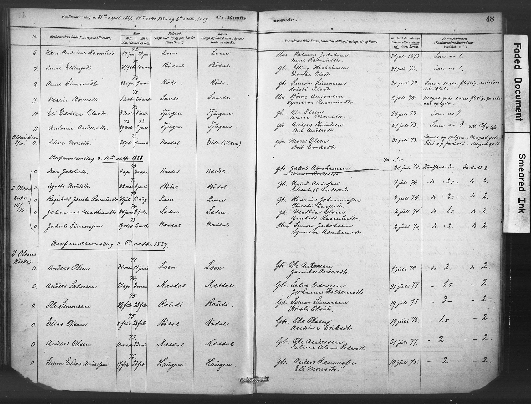 Stryn Sokneprestembete, AV/SAB-A-82501: Parish register (official) no. C 1, 1878-1907, p. 48