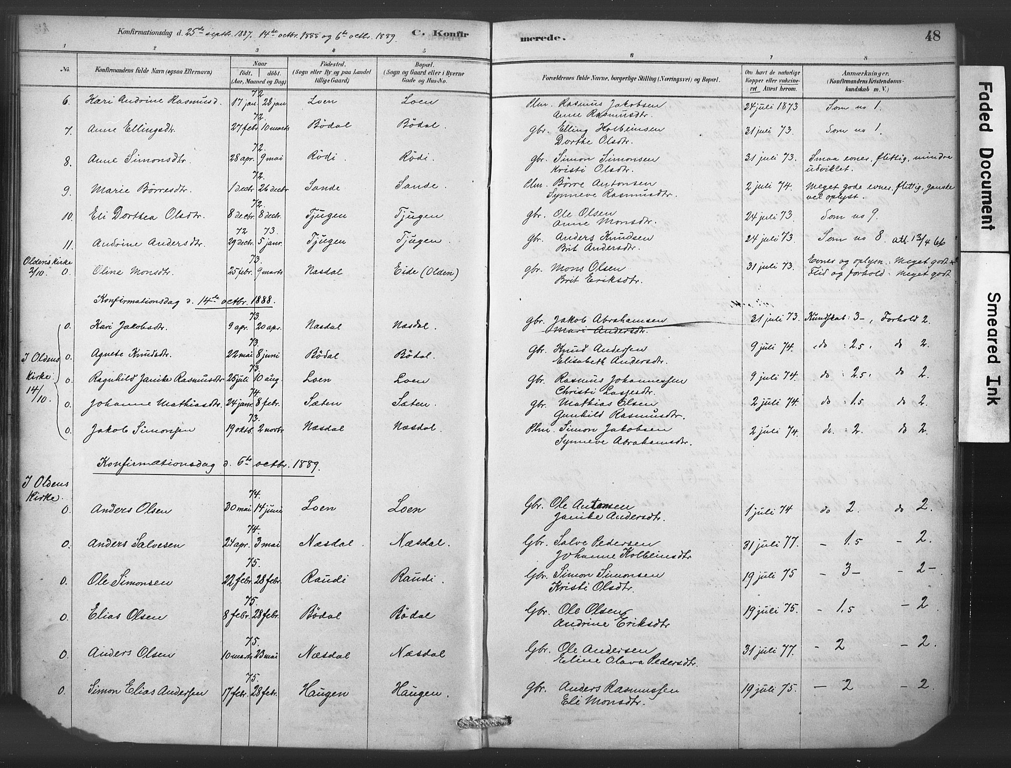 Stryn Sokneprestembete, AV/SAB-A-82501: Parish register (official) no. C 1, 1878-1907, p. 48