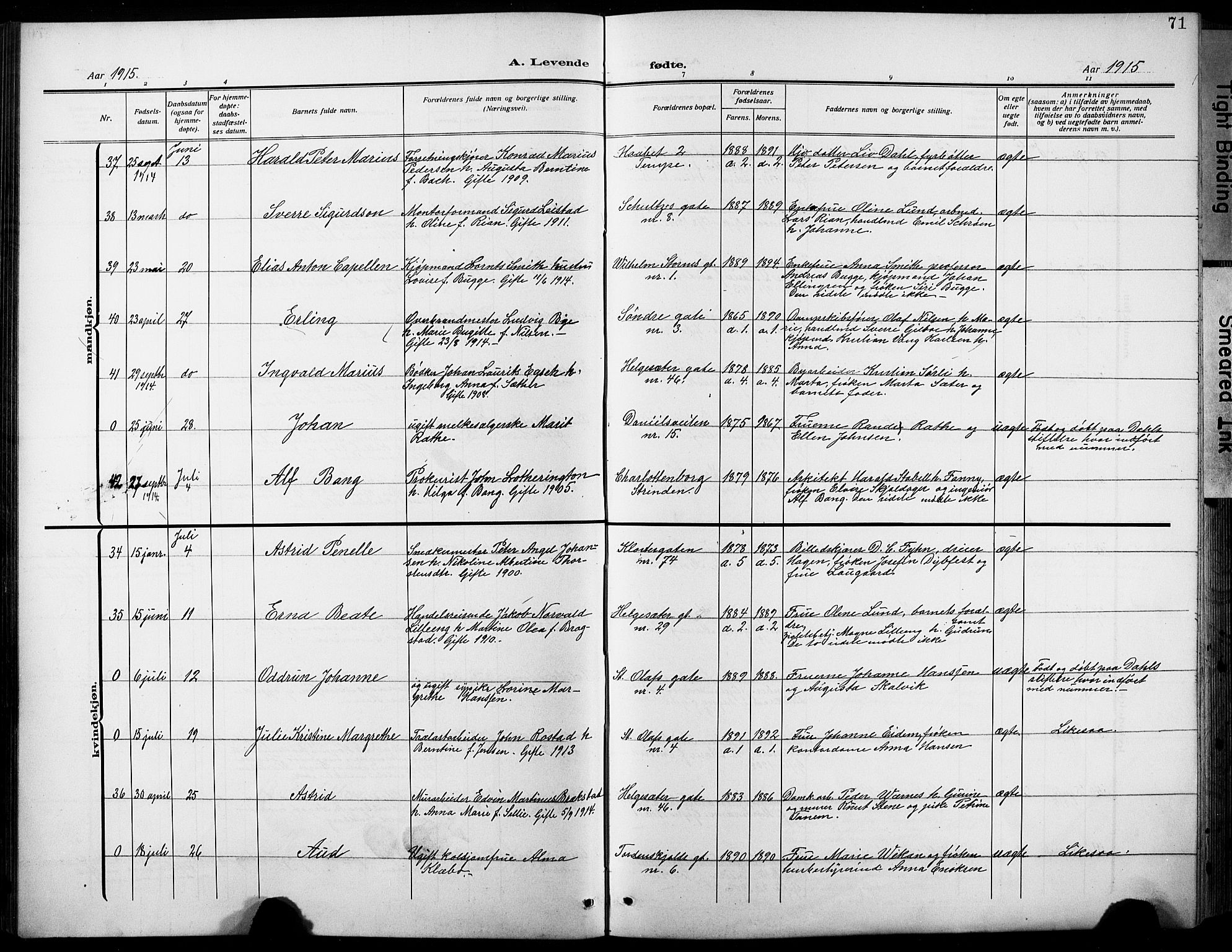 Ministerialprotokoller, klokkerbøker og fødselsregistre - Sør-Trøndelag, SAT/A-1456/601/L0096: Parish register (copy) no. 601C14, 1911-1931, p. 71