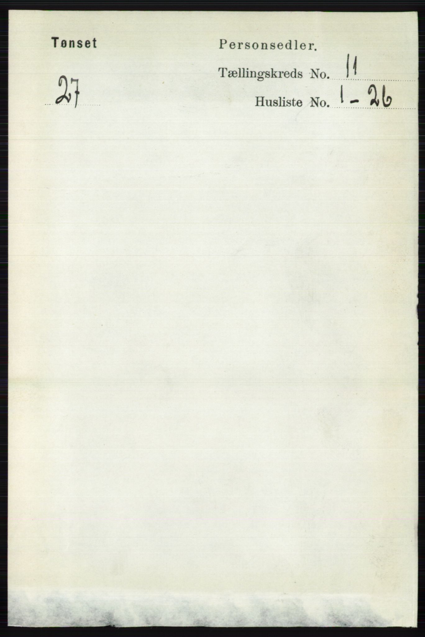 RA, 1891 census for 0437 Tynset, 1891, p. 3011