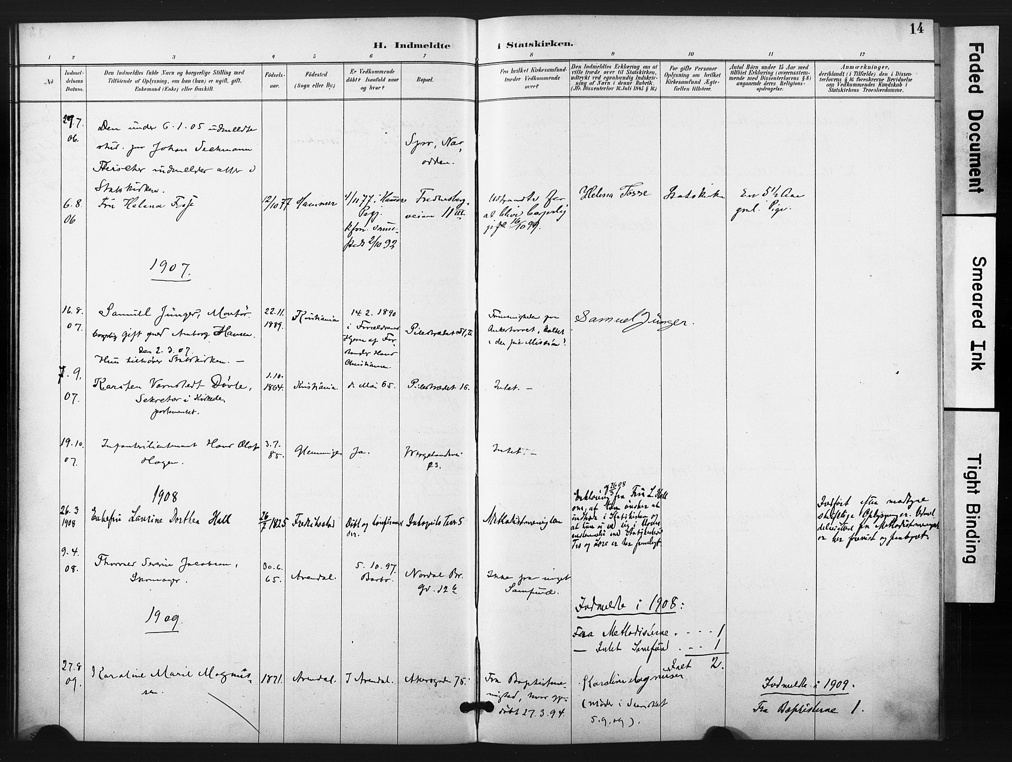 Trefoldighet prestekontor Kirkebøker, AV/SAO-A-10882/F/Ff/L0002: Parish register (official) no. VI 2, 1891-1918, p. 14