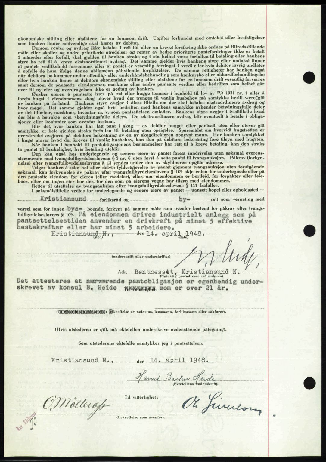 Kristiansund byfogd, AV/SAT-A-4587/A/27: Mortgage book no. 44, 1947-1948, Diary no: : 554/1948