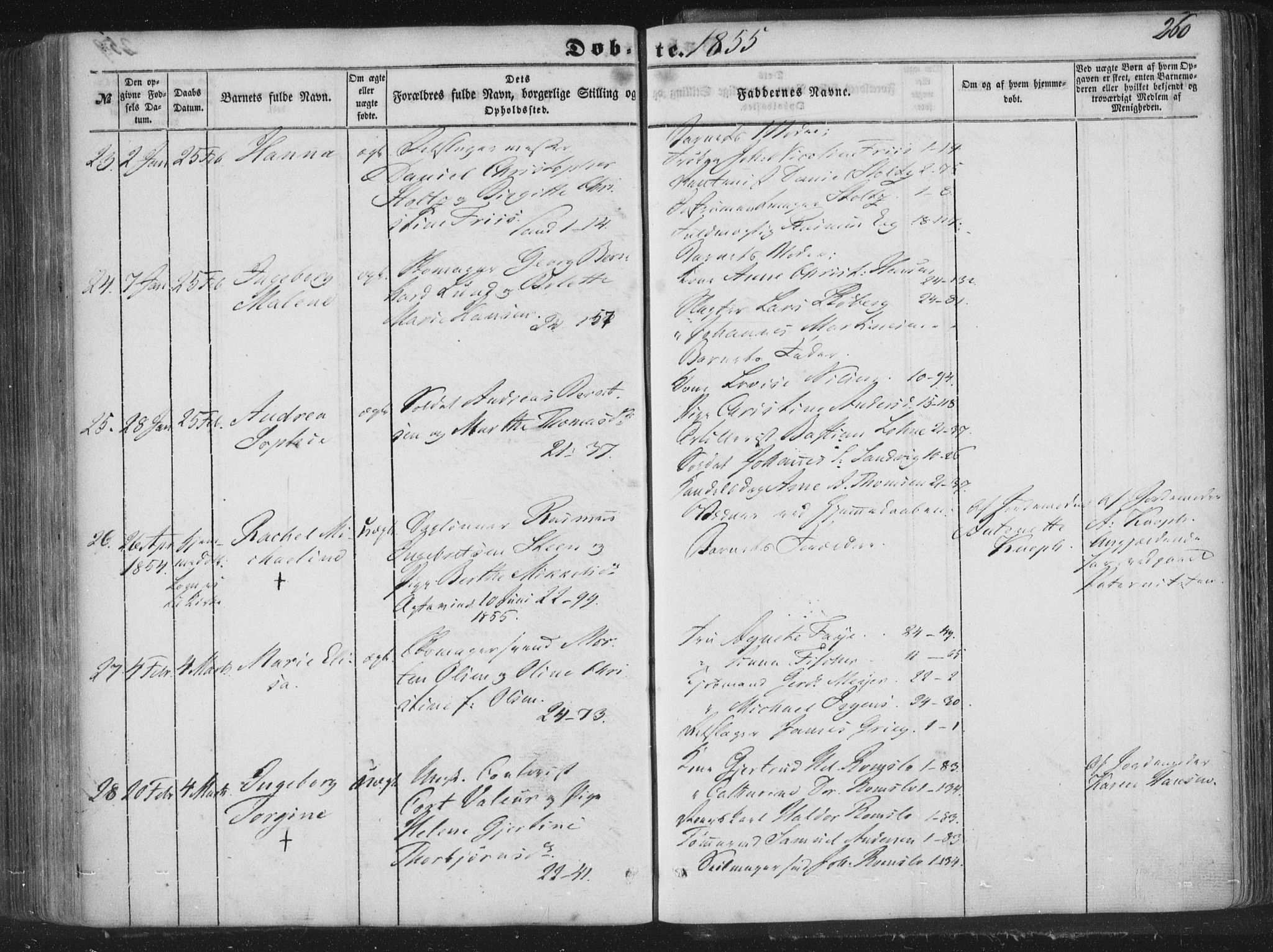 Korskirken sokneprestembete, AV/SAB-A-76101/H/Haa/L0017: Parish register (official) no. B 3, 1851-1857, p. 260