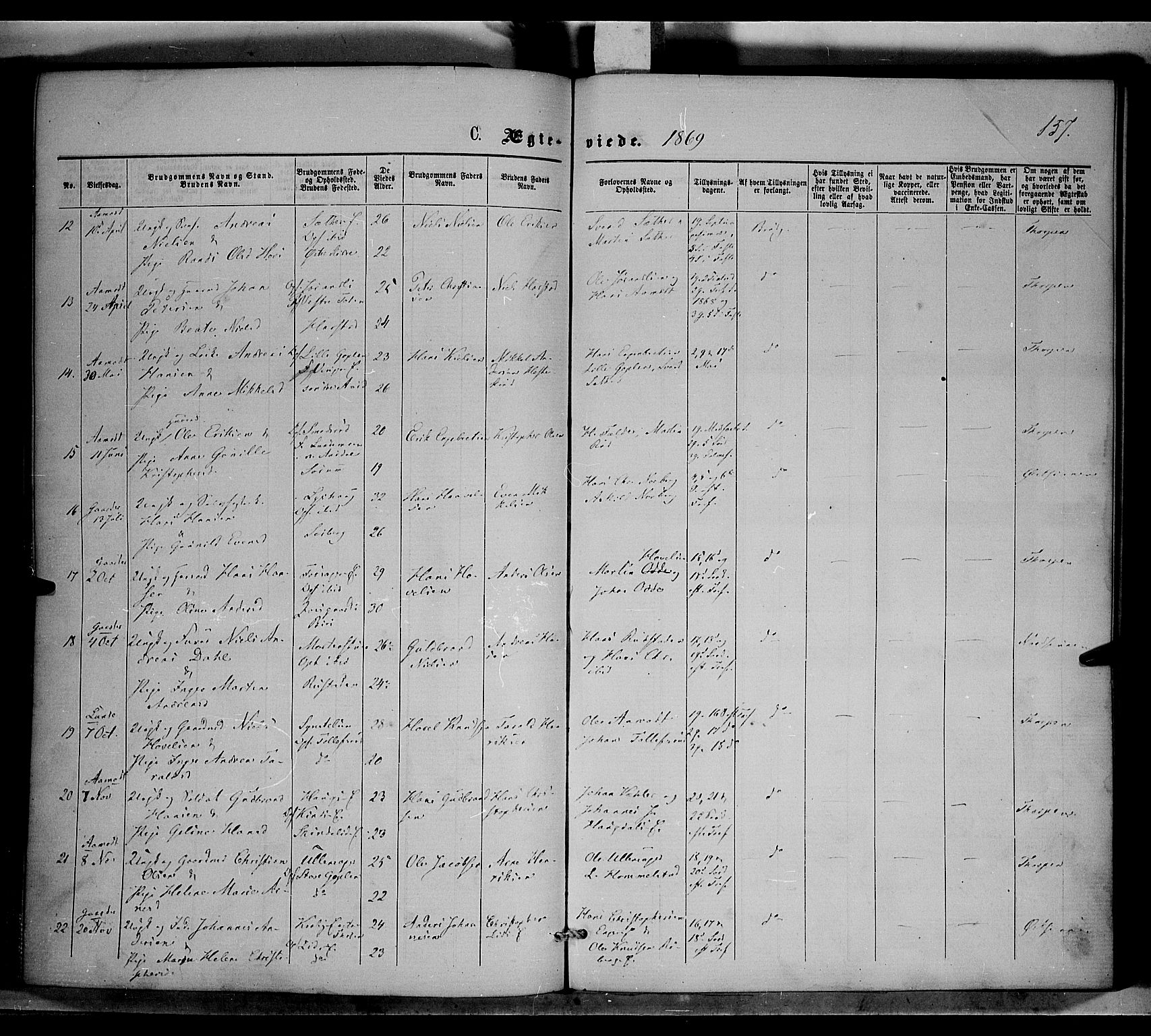 Nordre Land prestekontor, SAH/PREST-124/H/Ha/Haa/L0001: Parish register (official) no. 1, 1860-1871, p. 157