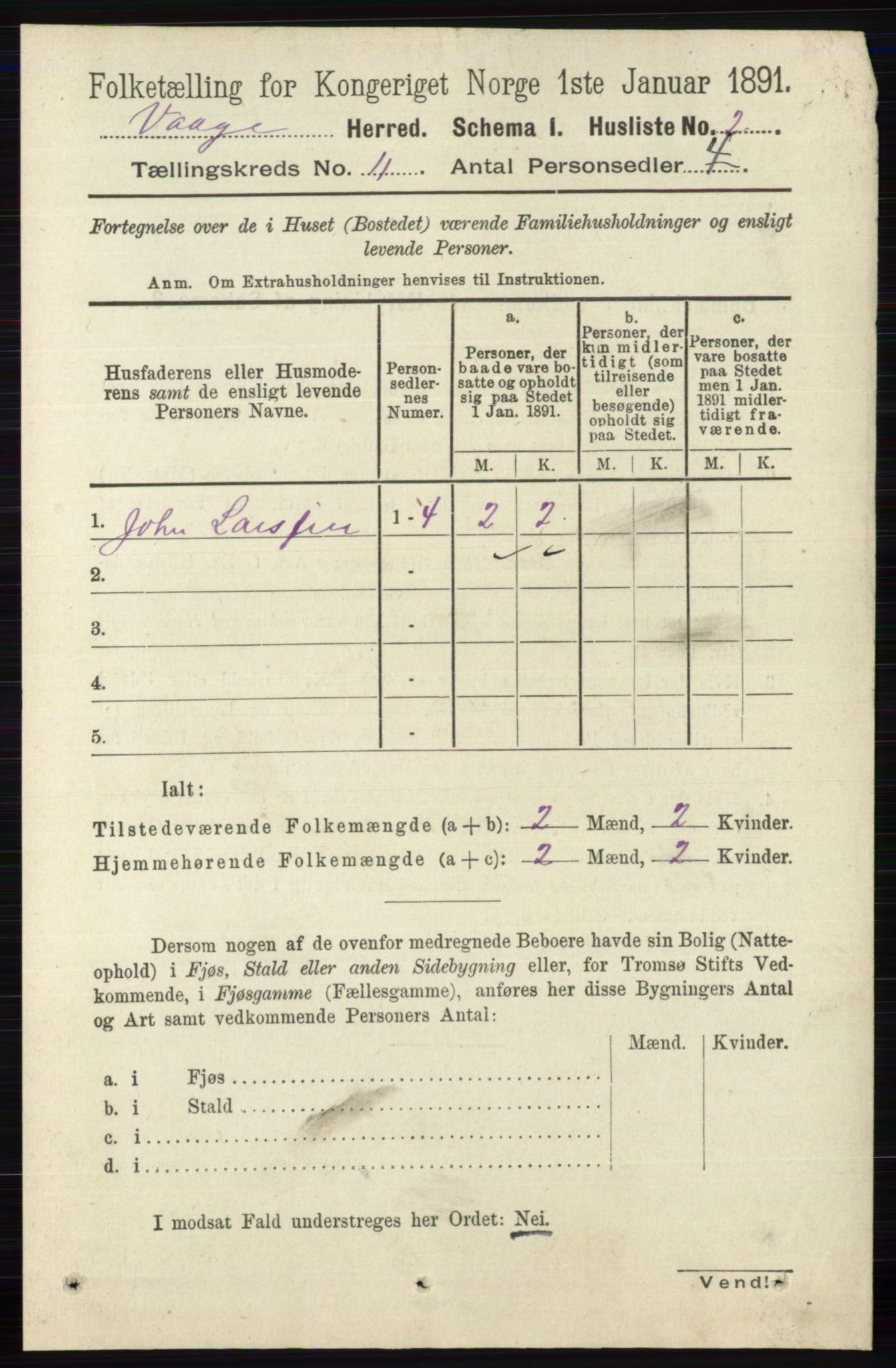 RA, 1891 census for 0515 Vågå, 1891, p. 6733