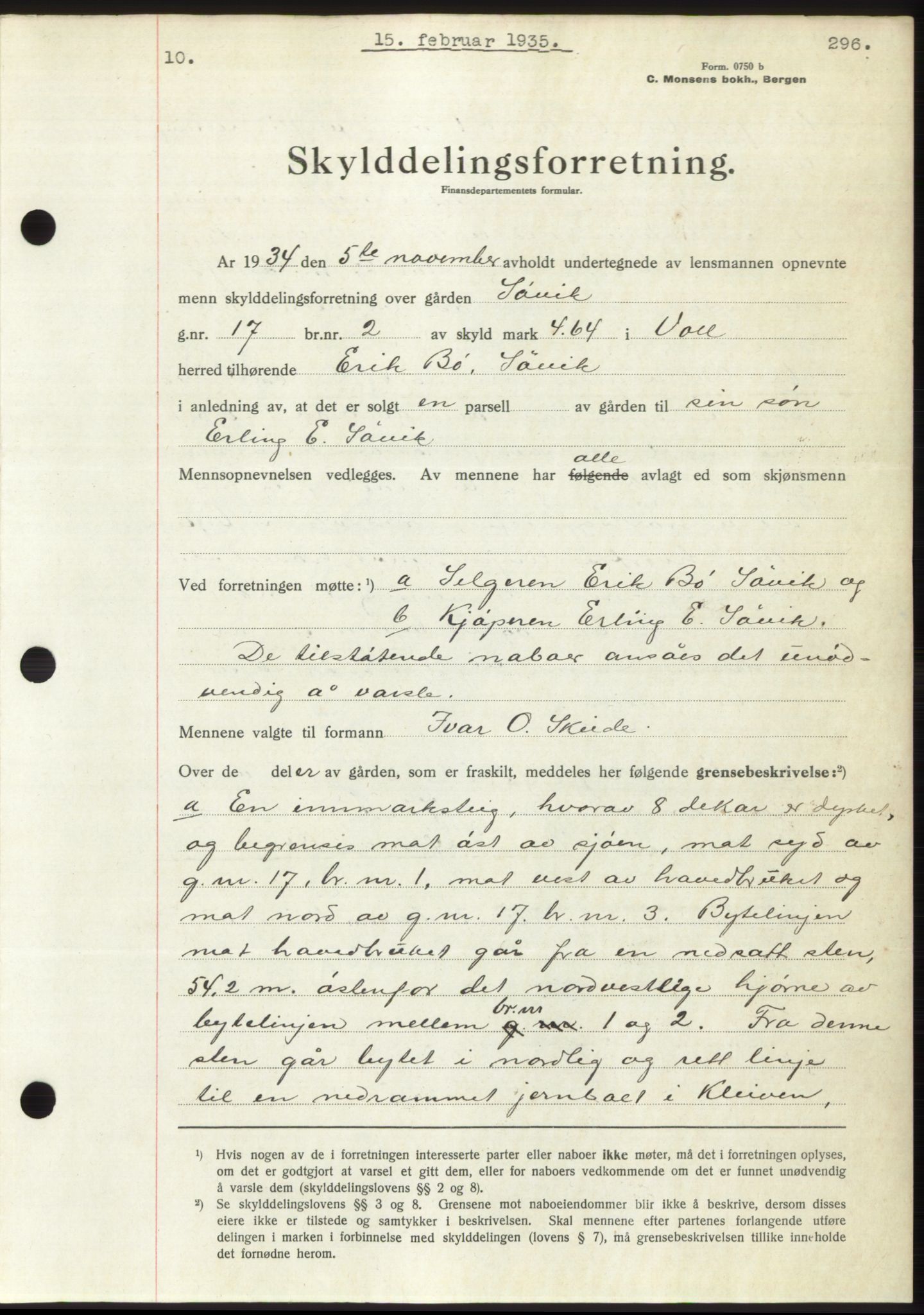 Romsdal sorenskriveri, AV/SAT-A-4149/1/2/2C/L0066: Mortgage book no. 60, 1934-1935, Deed date: 15.02.1935