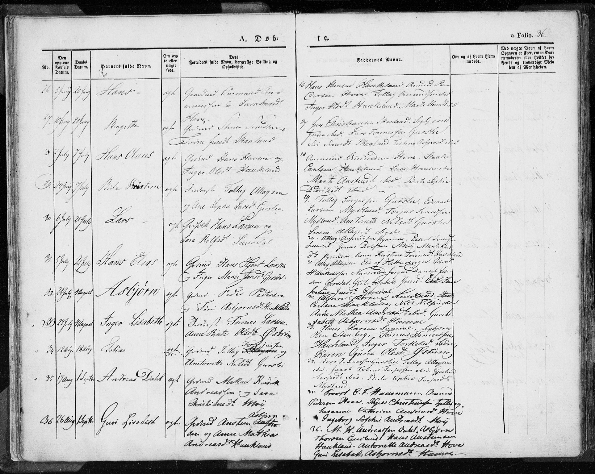 Lund sokneprestkontor, AV/SAST-A-101809/S06/L0007: Parish register (official) no. A 7.1, 1833-1854, p. 36