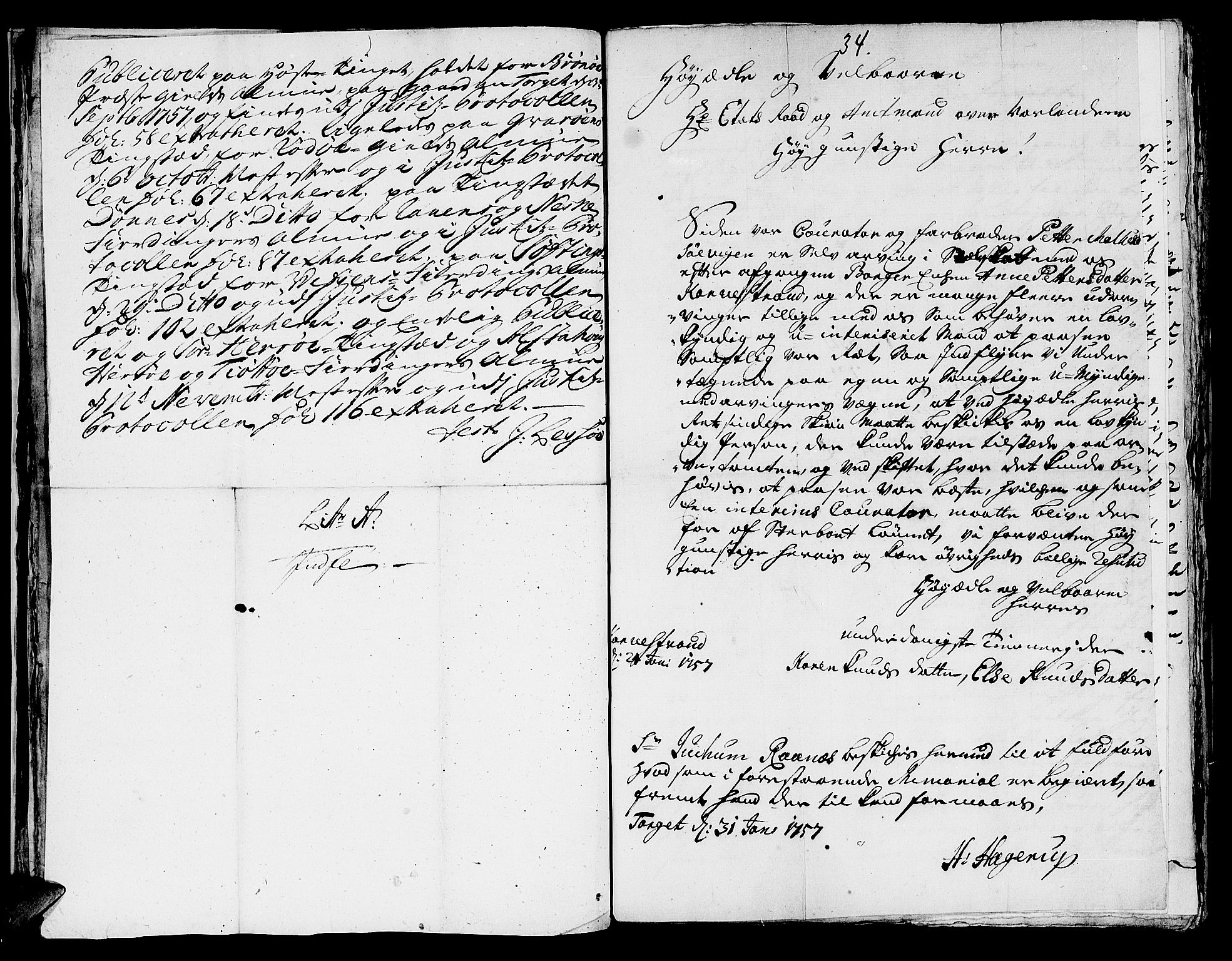 Helgeland sorenskriveri, AV/SAT-A-0004/3/3A/L0041: Konseptprotokoll 26, 1758, p. 33b-34a