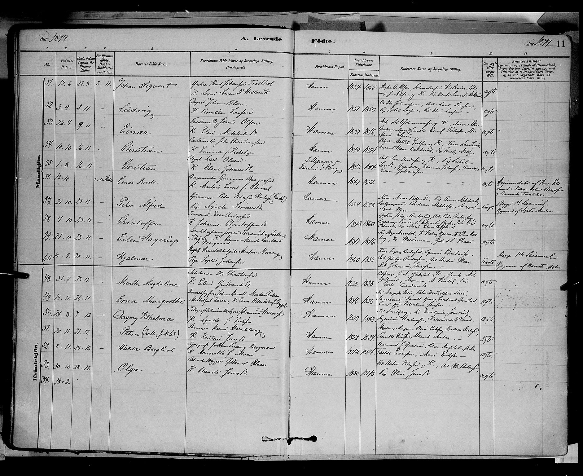 Vang prestekontor, Hedmark, SAH/PREST-008/H/Ha/Haa/L0016: Parish register (official) no. 16, 1878-1889, p. 11