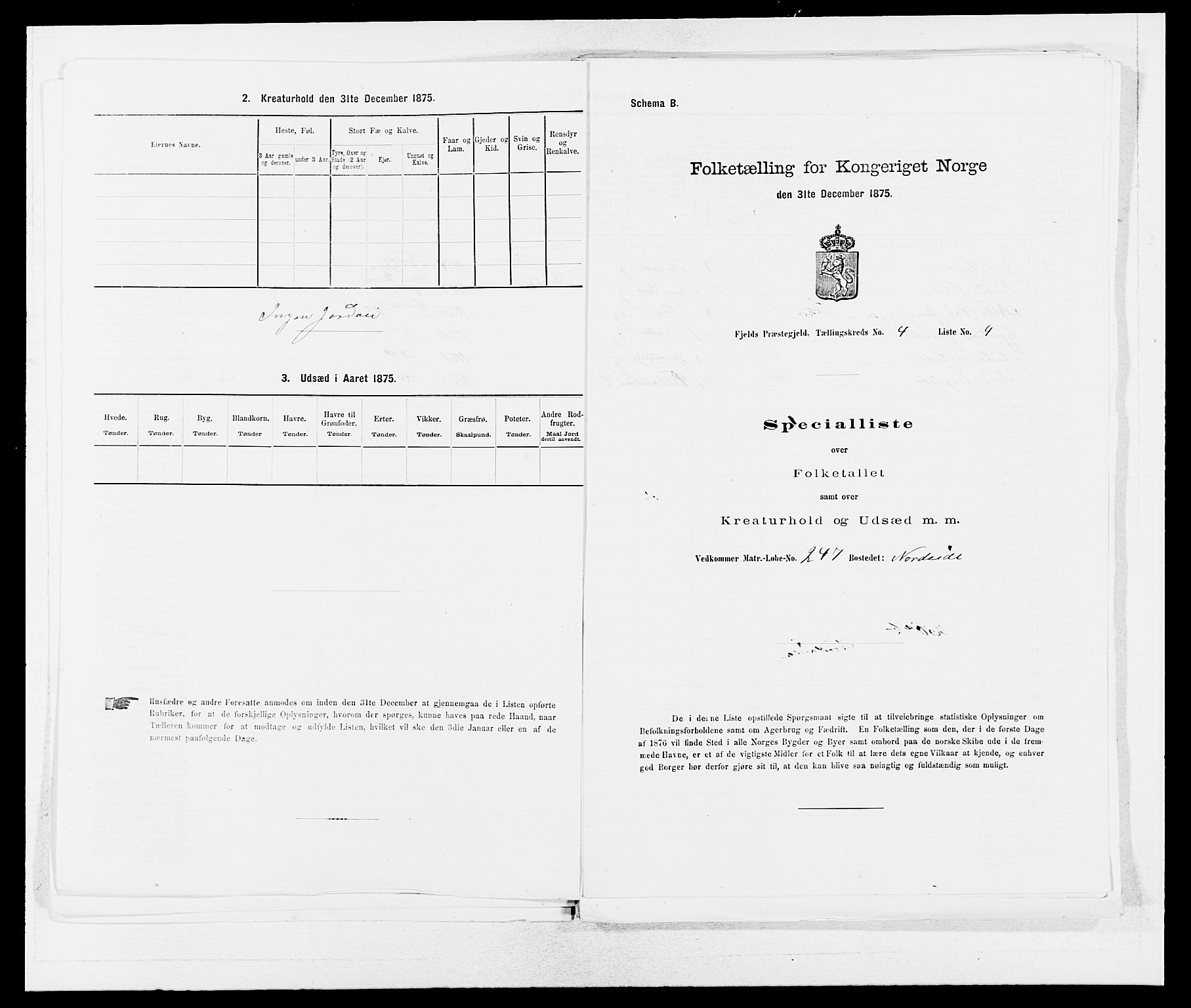 SAB, 1875 census for 1246P Fjell, 1875, p. 432