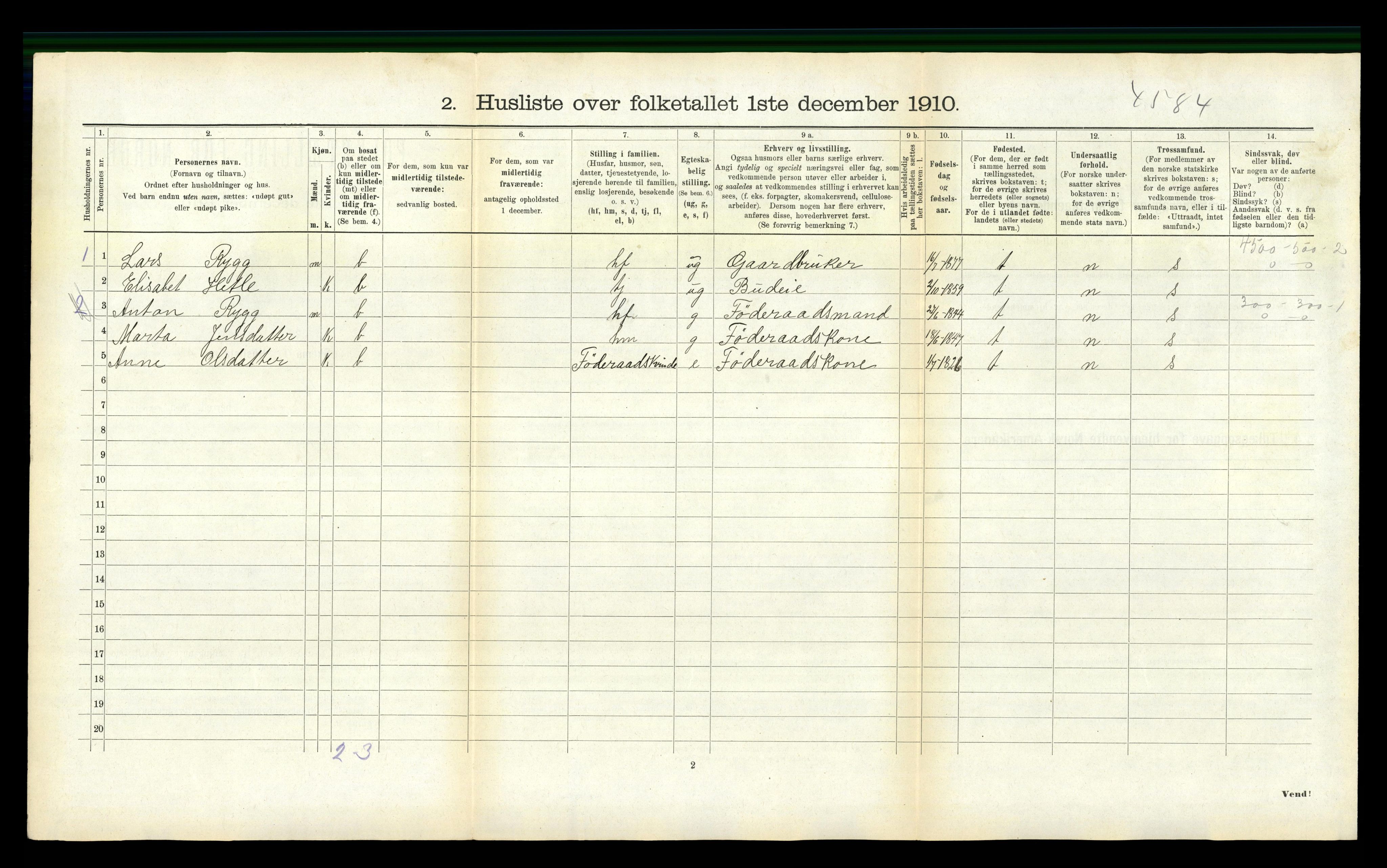 RA, 1910 census for Breim, 1910, p. 523