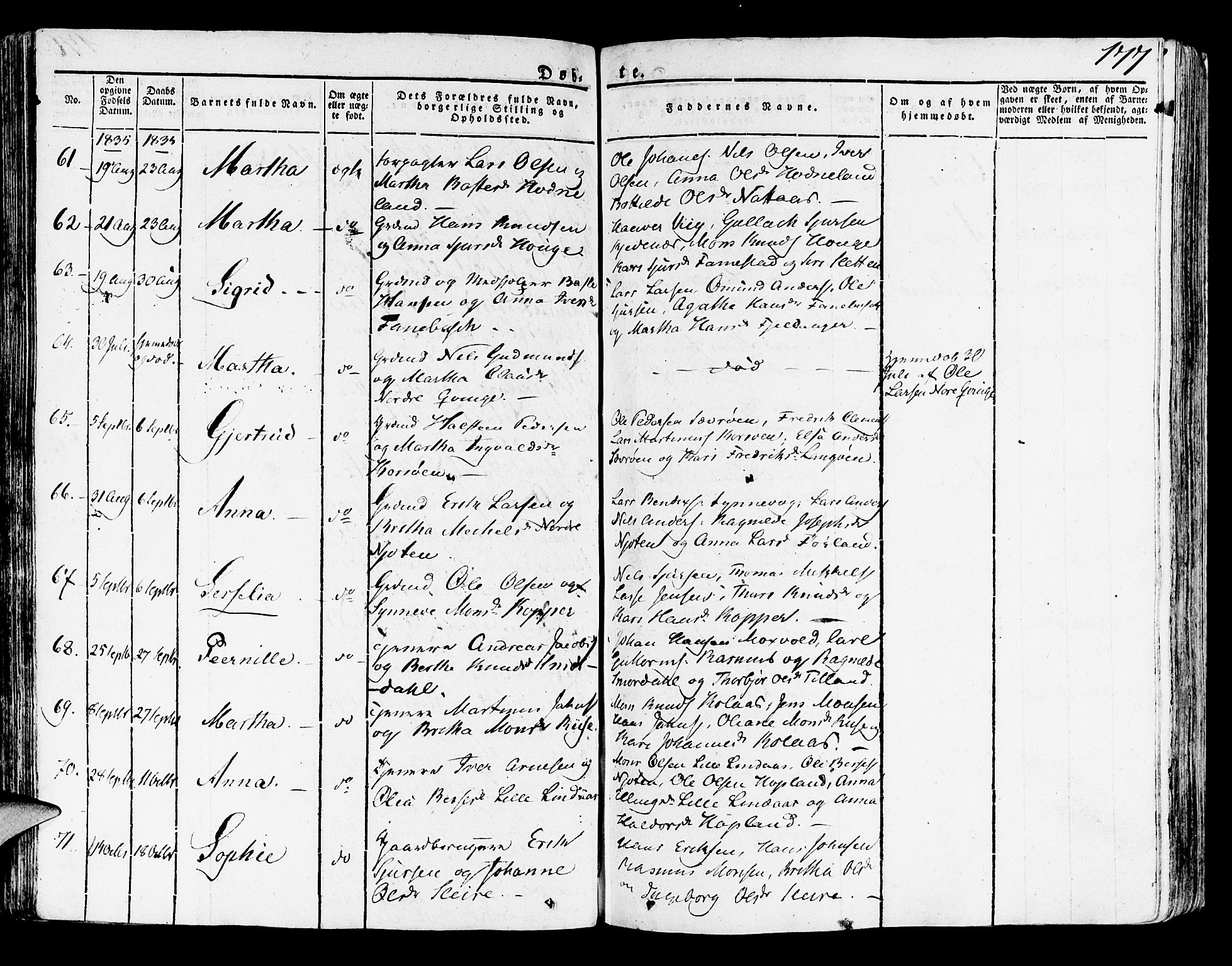 Lindås Sokneprestembete, AV/SAB-A-76701/H/Haa/Haaa/L0008: Parish register (official) no. A 8, 1823-1836, p. 177