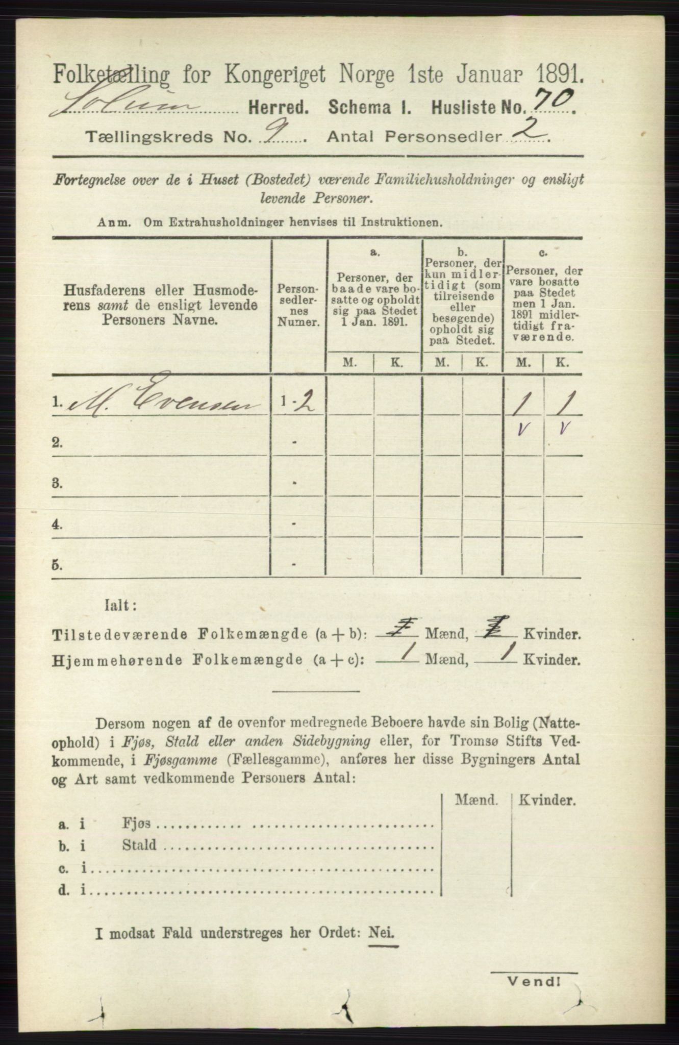 RA, 1891 census for 0818 Solum, 1891, p. 1926