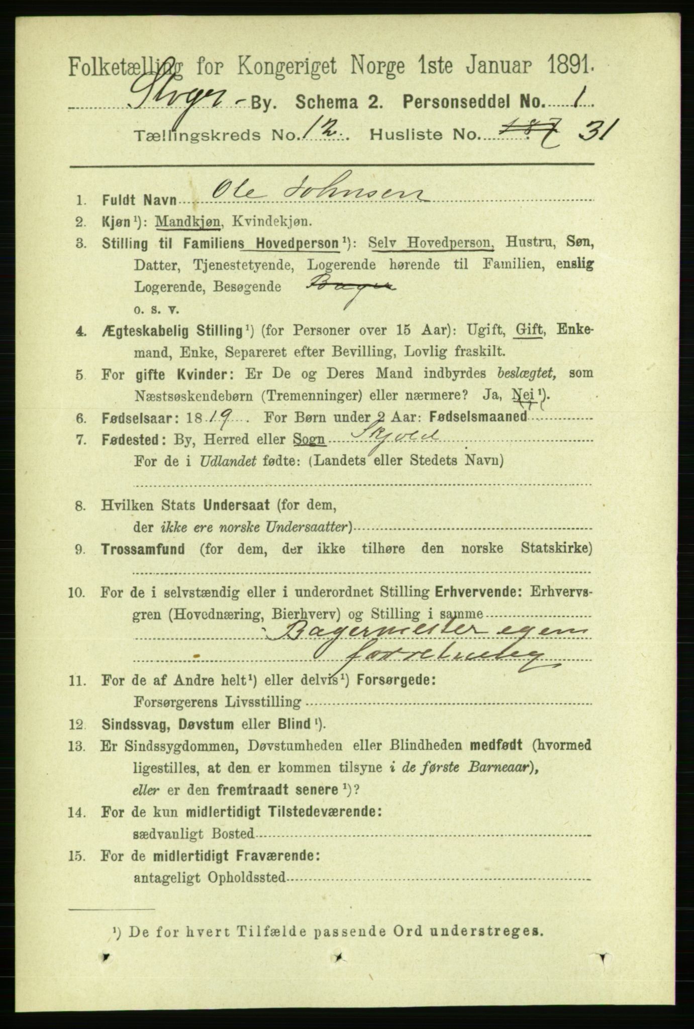 RA, 1891 census for 1103 Stavanger, 1891, p. 15271