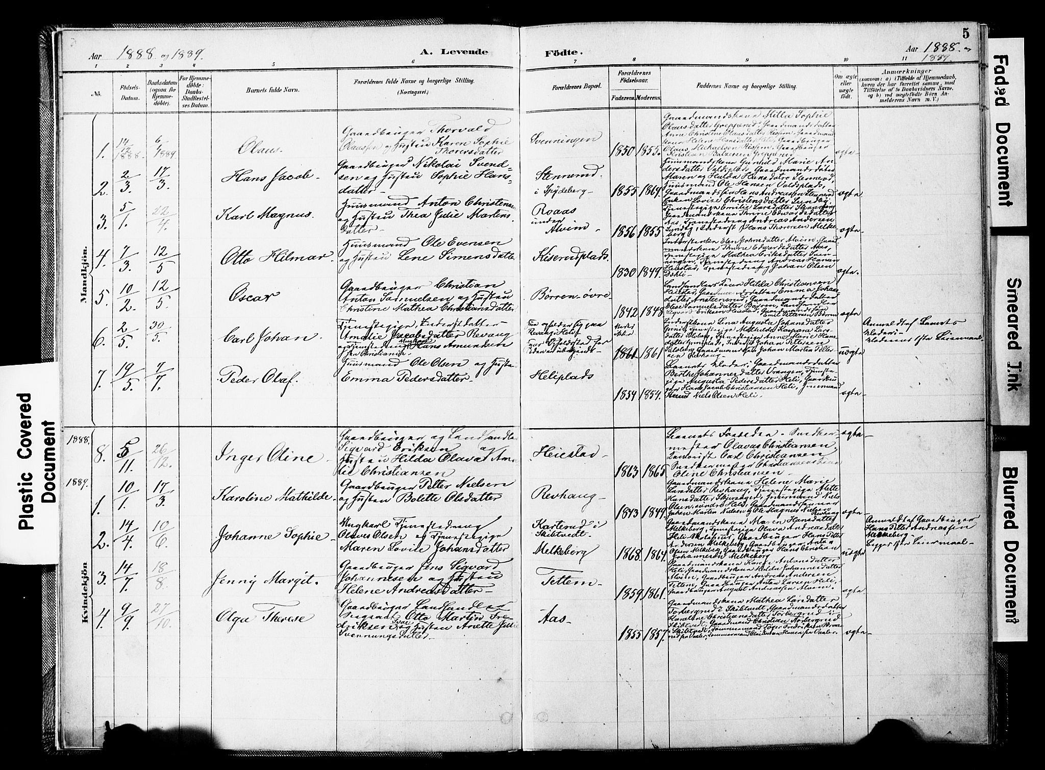 Spydeberg prestekontor Kirkebøker, SAO/A-10924/F/Fc/L0001: Parish register (official) no. III 1, 1886-1907, p. 5
