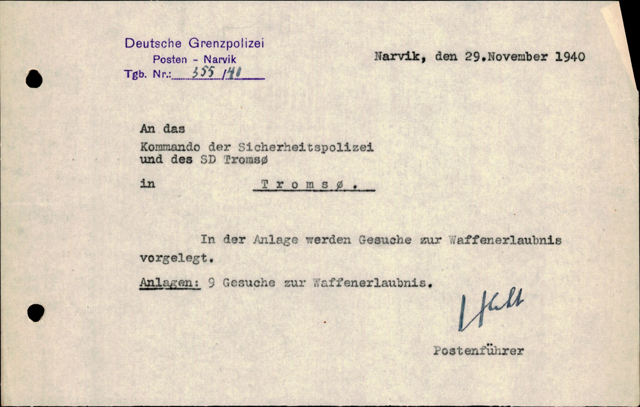 Forsvarets Overkommando. 2 kontor. Arkiv 11.4. Spredte tyske arkivsaker, AV/RA-RAFA-7031/D/Dar/Darc/L0003: Sicherheitspolizei (Sipo) i Narvik, 1941-1942, p. 1341