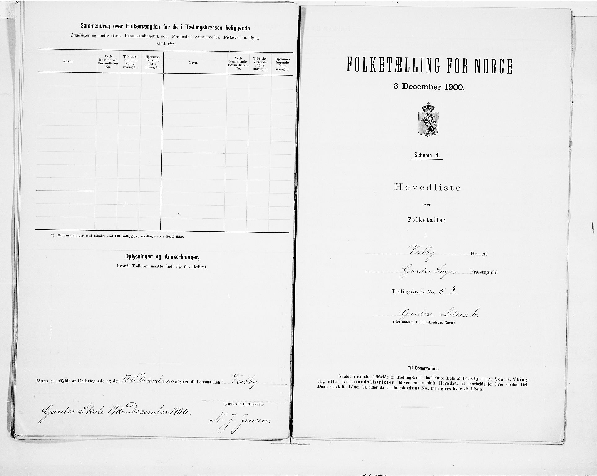 SAO, 1900 census for Vestby, 1900, p. 18