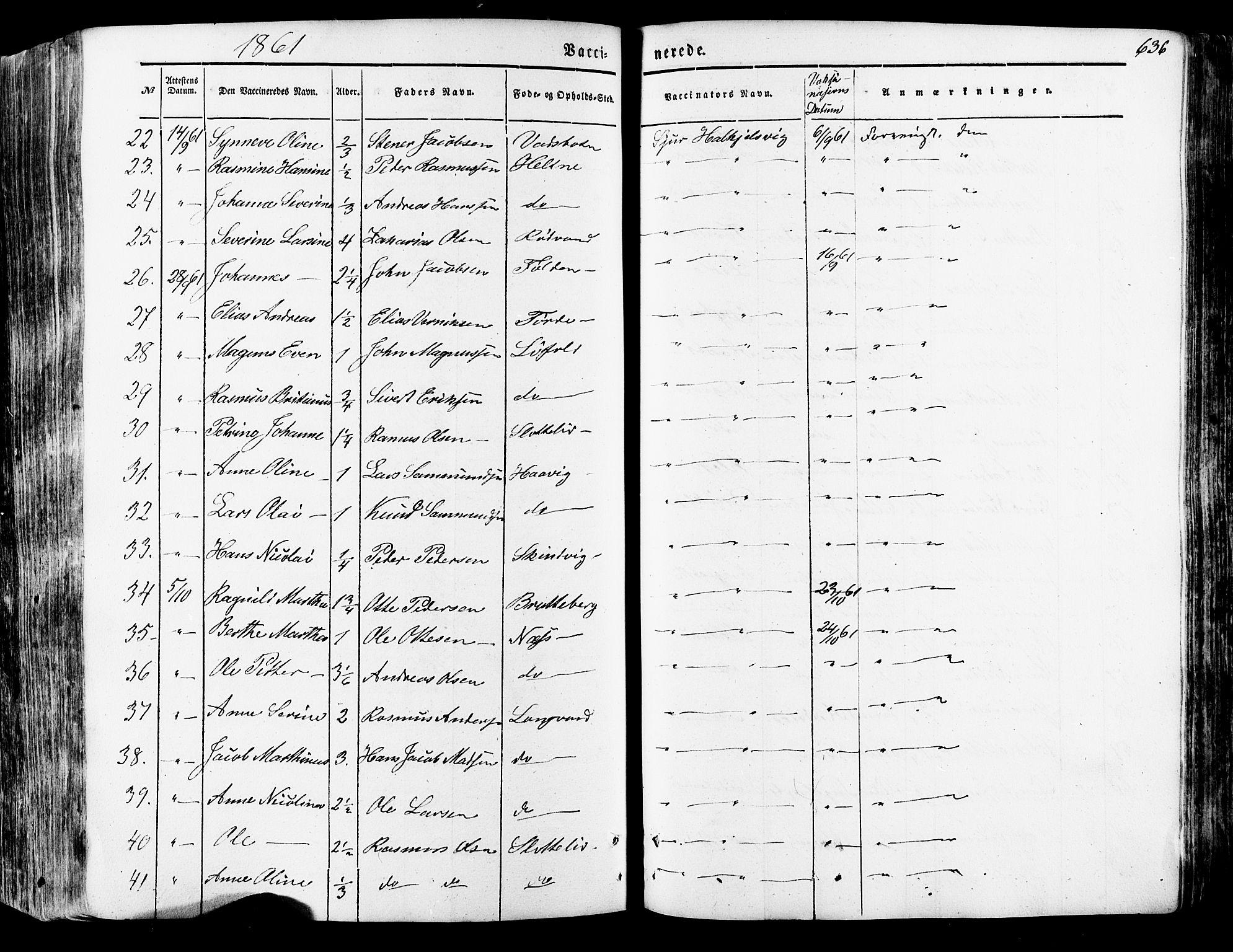 Ministerialprotokoller, klokkerbøker og fødselsregistre - Møre og Romsdal, SAT/A-1454/511/L0140: Parish register (official) no. 511A07, 1851-1878, p. 636