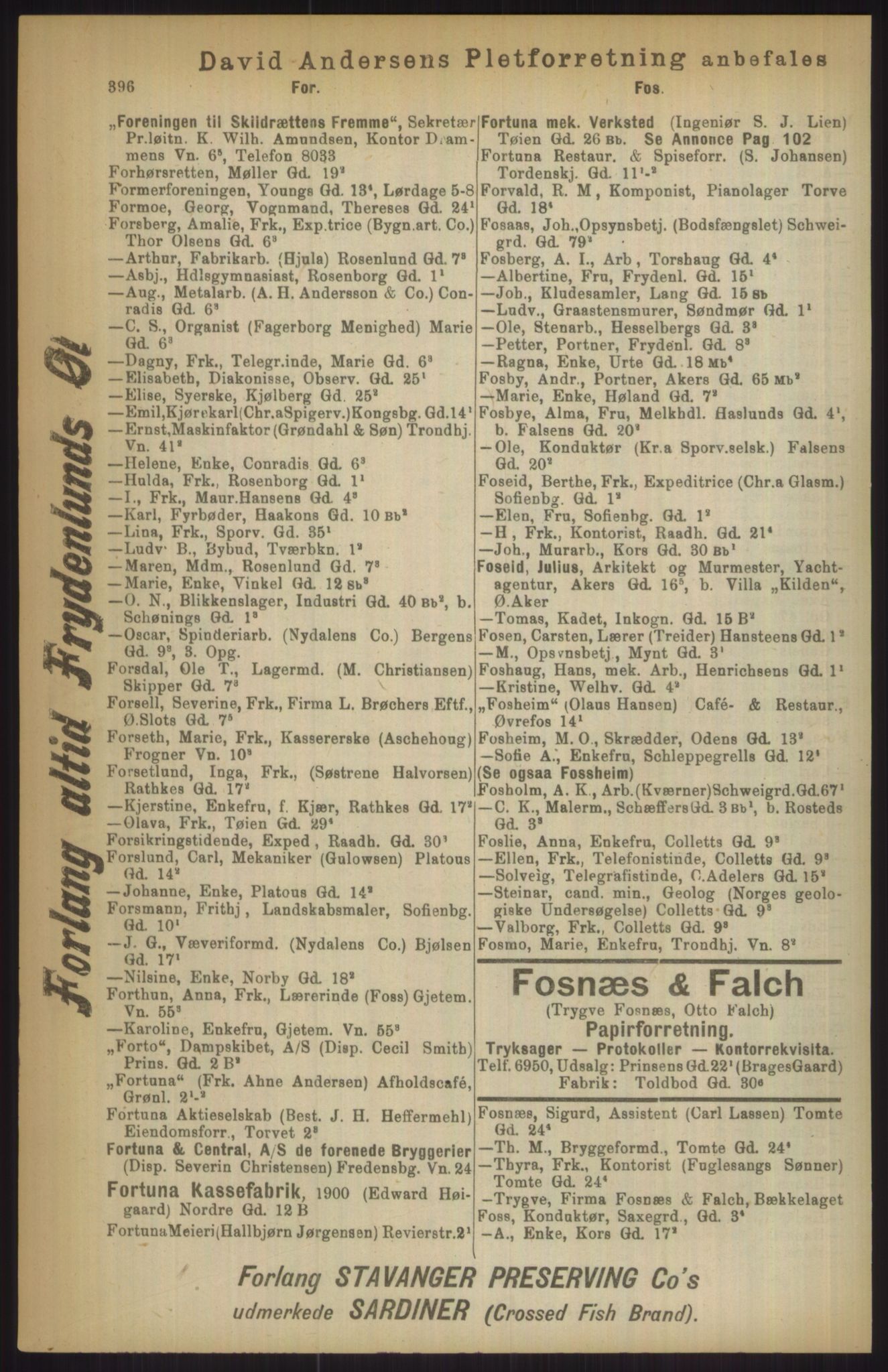 Kristiania/Oslo adressebok, PUBL/-, 1911, p. 396